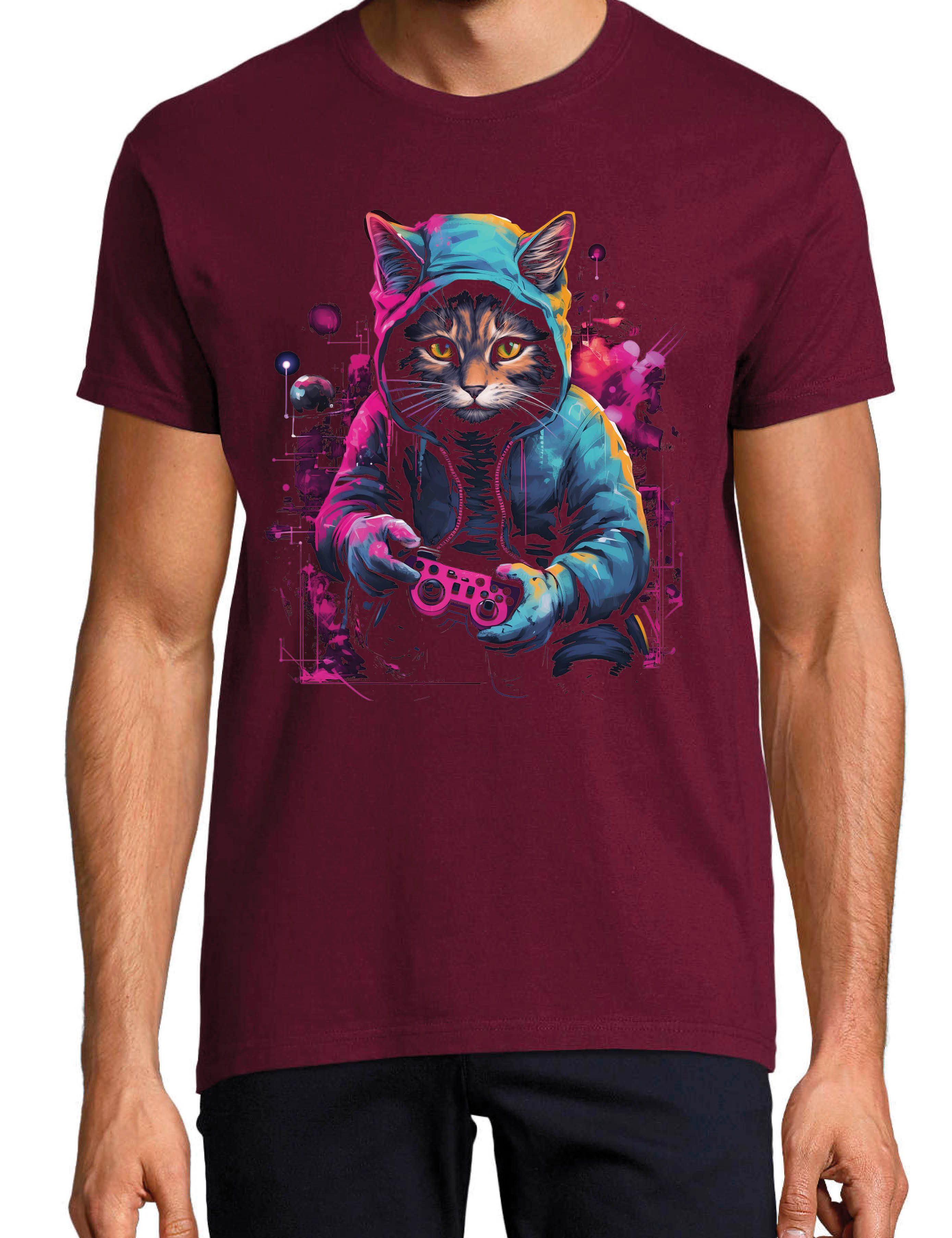 T-Shirt Gaming Katze Herren T-Shirt