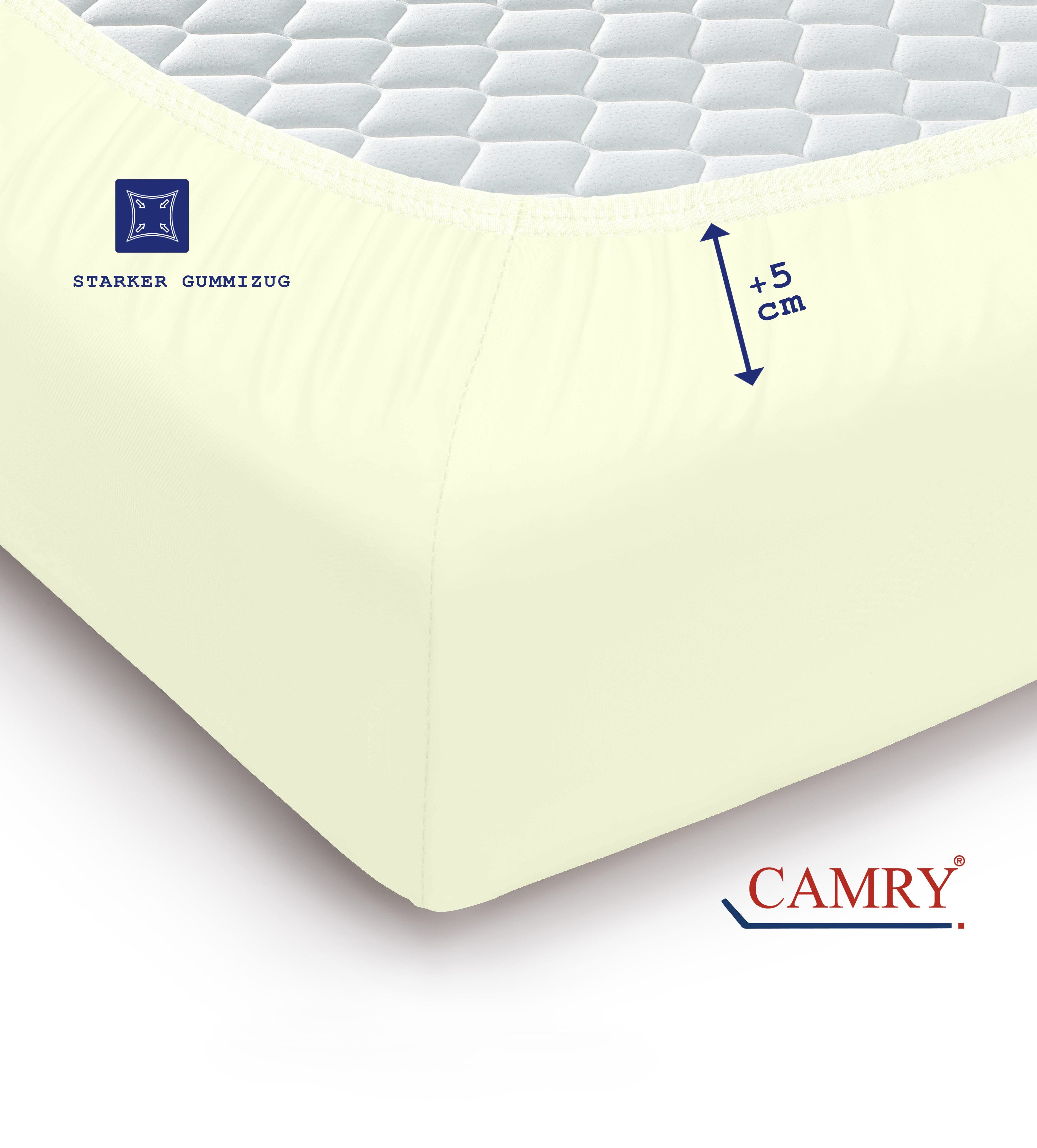 Camry Spannbettlaken CLASSIC Jersey 100% Baumwolle Spannbetttuch atmungsaktiv Gummizug, Jersey Baumwolle, Gummizug: rundum, 100% Baumwolle, alle Matratzenhöhen, – Bild 4 von 5