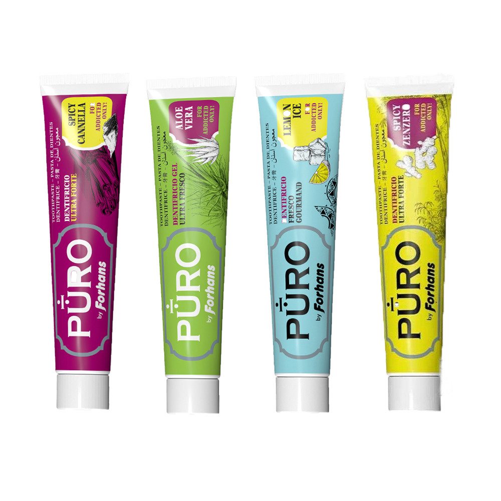 Zahnpasta Forhans PURO Zahncreme Collection Probierverpackung 4 x 12 ml