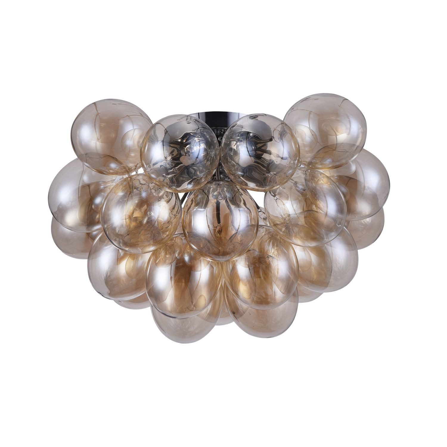 Licht-Erlebnisse Deckenleuchte KAIRO, ohne Leuchtmittel, Glas Metall Nickel Cognac G9 Kugel Schirm Modern