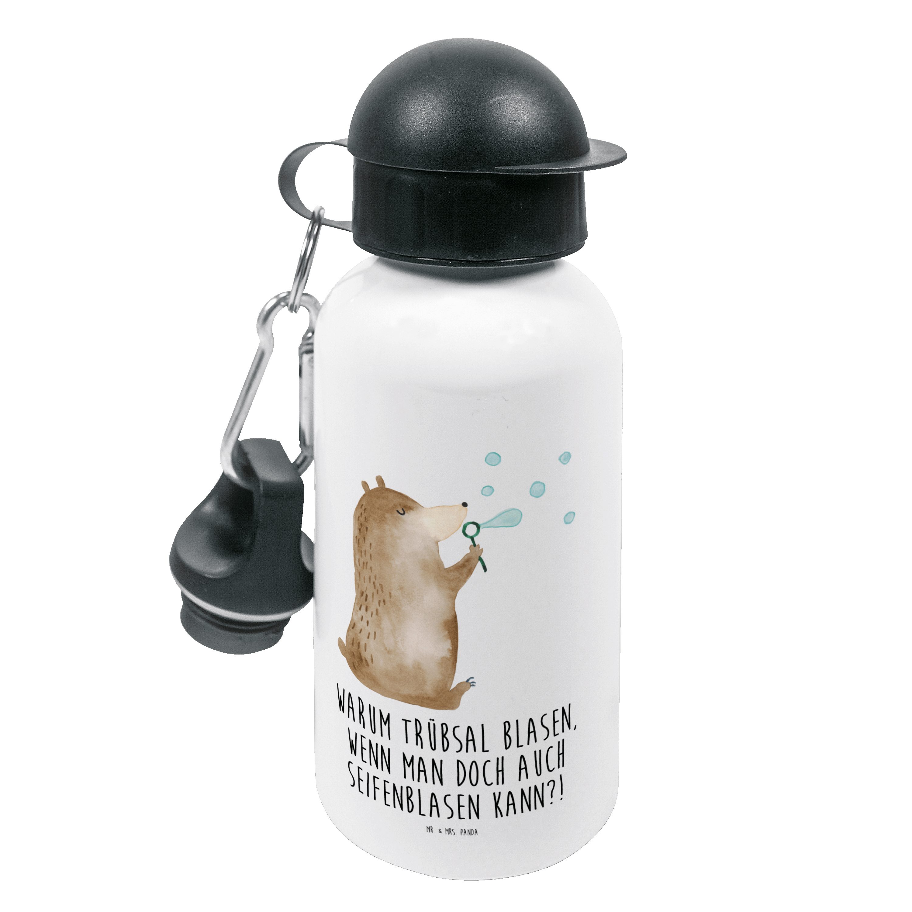 Mr. & Mrs. Panda Trinkflasche Bär Seifenblasen - Weiß - Geschenk, Teddy, Kinder, Kids, Kindergarten