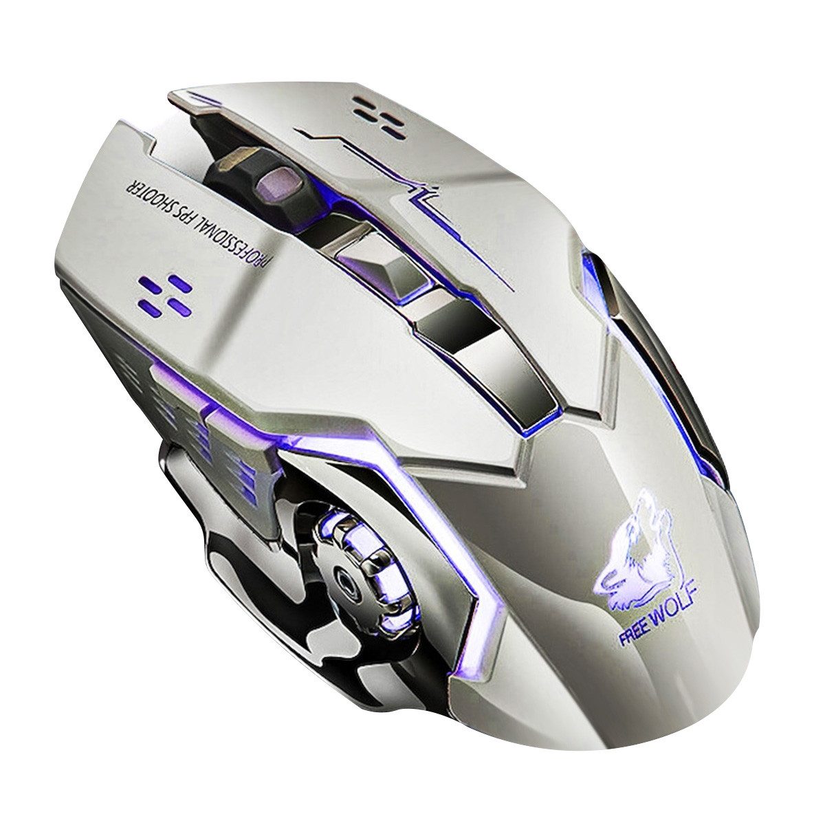 Gaming-Maus, USB, 7 Farben mit LEDs,Grau Gaming-Maus