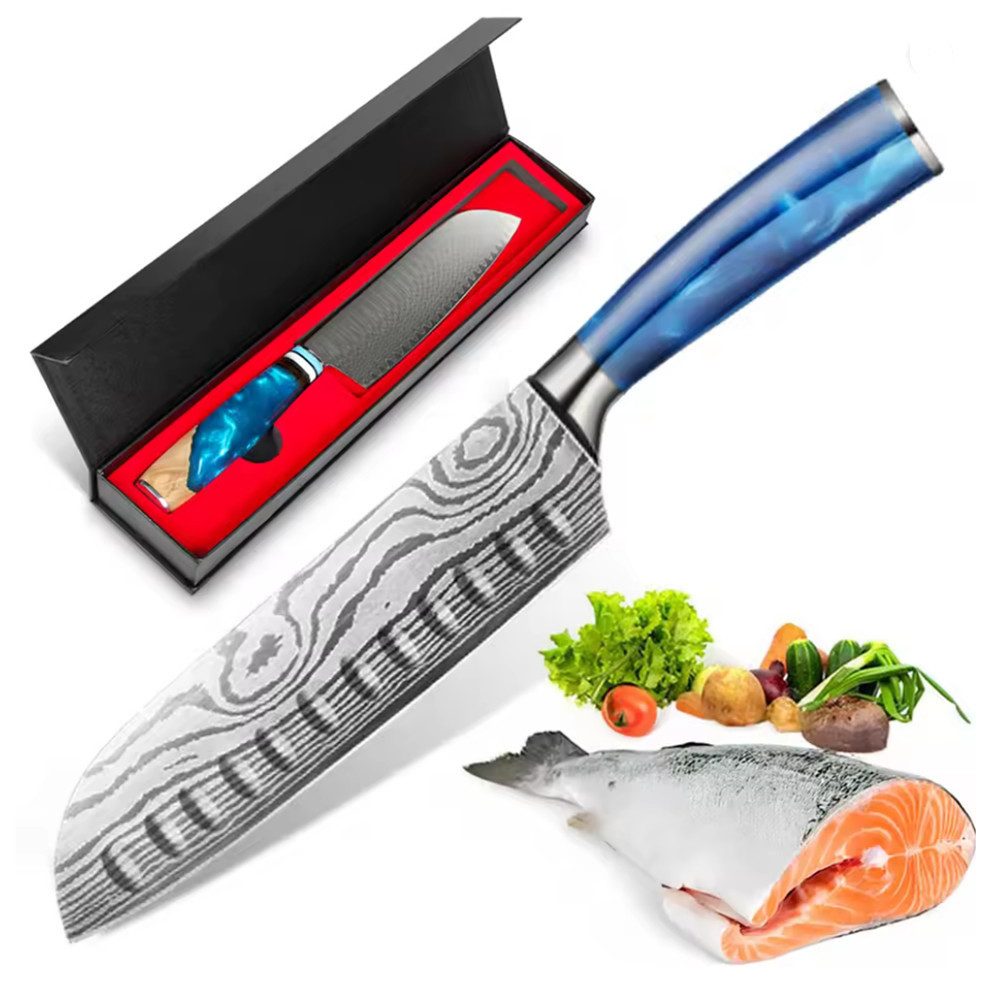KingLux Santokumesser Santoku Messer 18cm Küchenmesser für Fleisch Gemüse Sushi