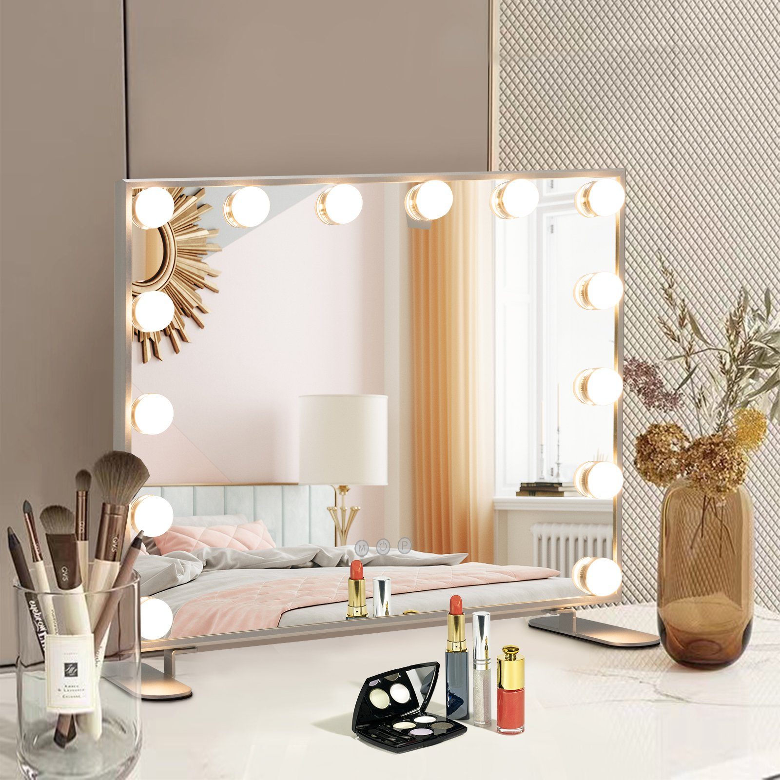 COSTWAY LED-Lichtspiegel, 2-in-1 Tischspiegel & Wandspiegel, günstig online kaufen
