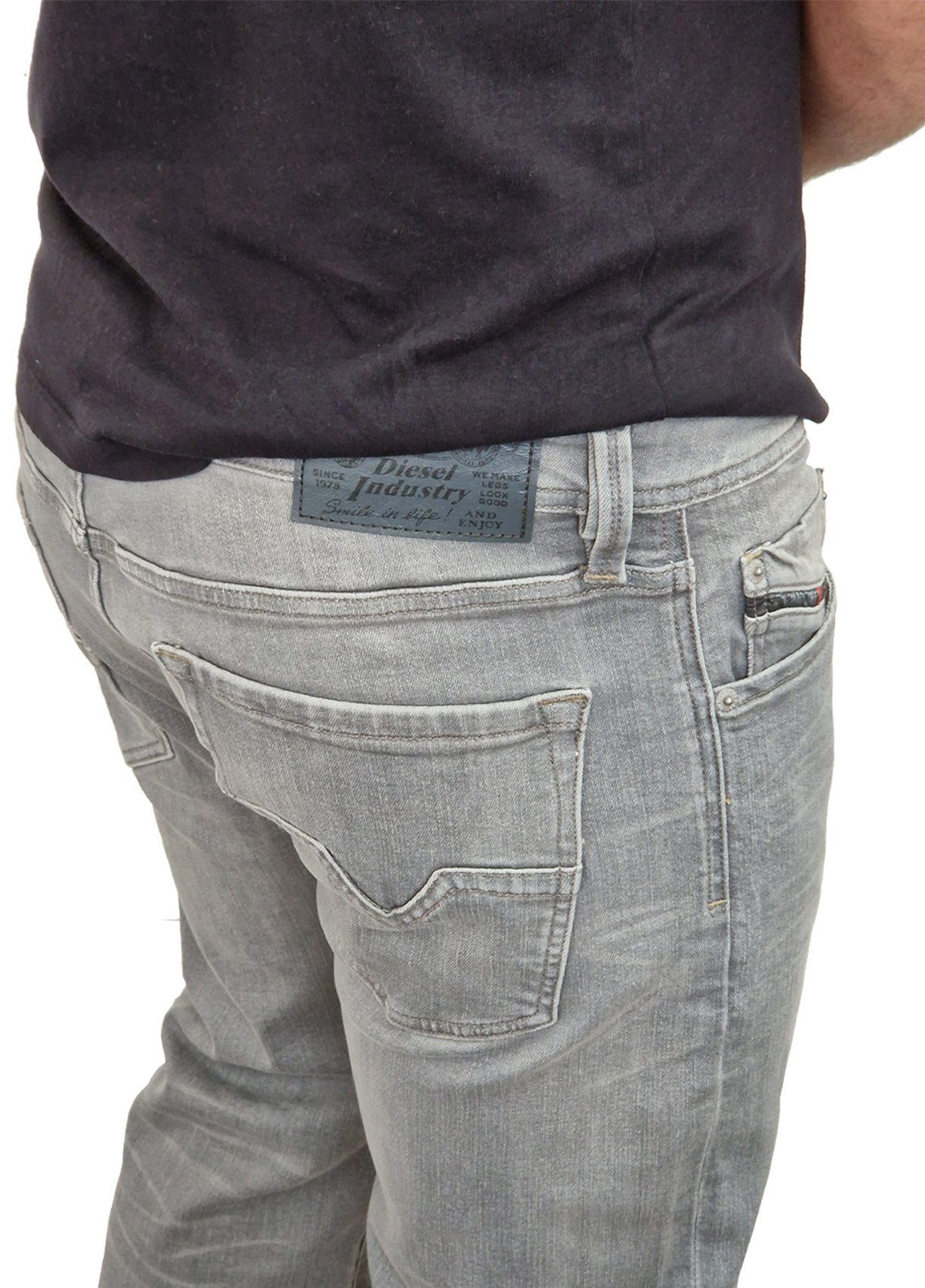 Diesel 5-Pocket-Jeans Diesel Herren RB008 Uni, Stretch Grau, Straight, Jeans Regular LARKEE Basic