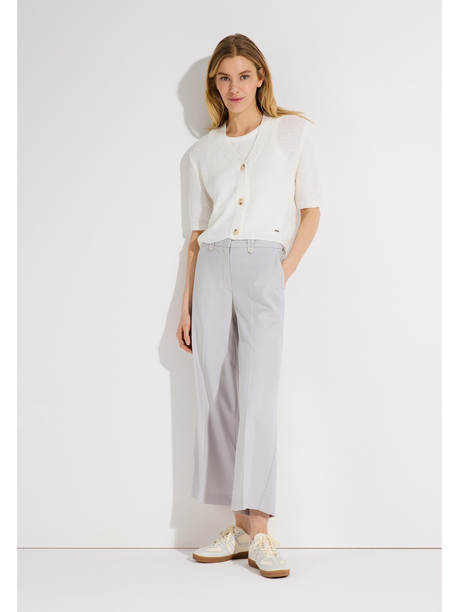 MORE&MORE Strickjacke kurze, shiny Struktur-Strickjacke