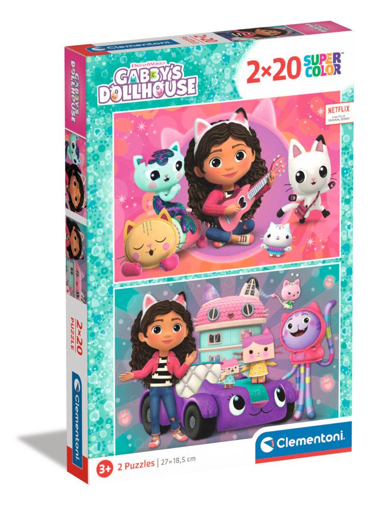 Clementoni® Puzzle Puzzles GABBY'S DOLLHOUSE 2x20 Teile, Puzzleteile