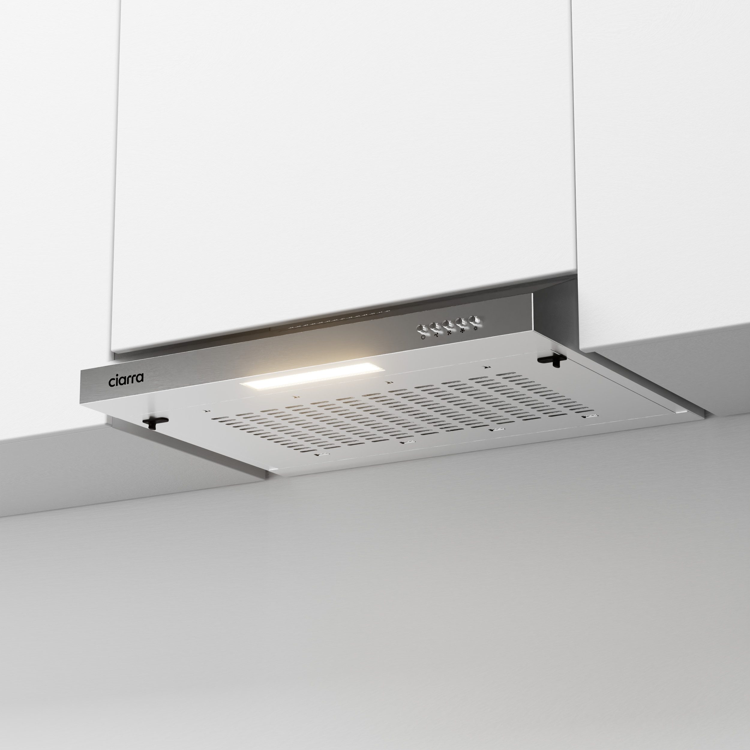 CIARRA Unterbauhaube 60cm 220 m³/h aus Edelstahl Abluft & Umluft CBCS6903 60cm 220 m³/h aus Edelstahl Abluft & Umluft CBCS6903, Unterbau-Dunstabzugshaube 60 cm für Küchenschrank 3 Stufen