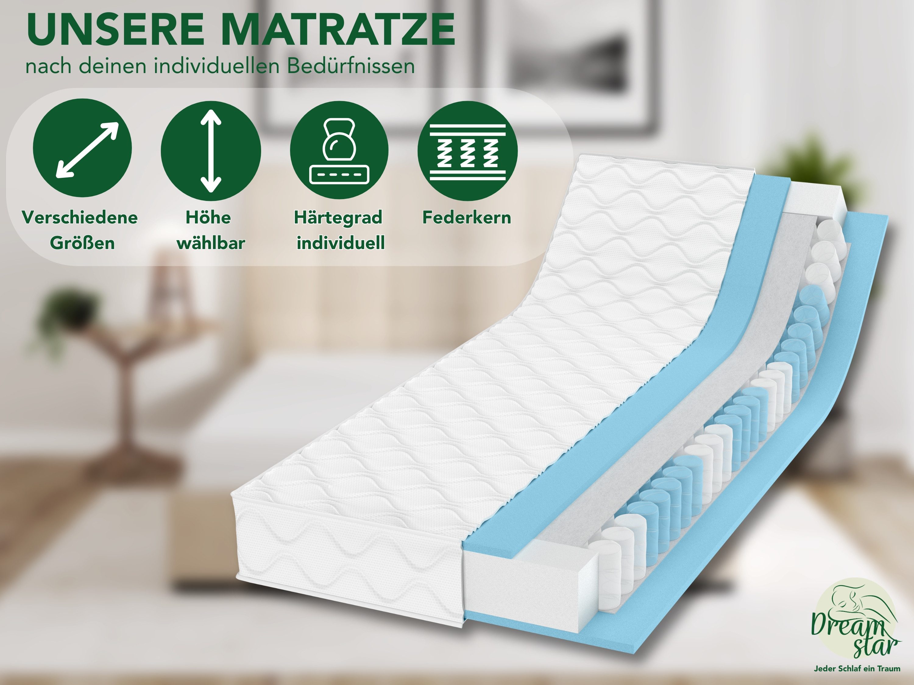 Taschenfederkernmatratze Ergo Flex, 7-Zonen Federkernmatratze, ergonomische günstig online kaufen