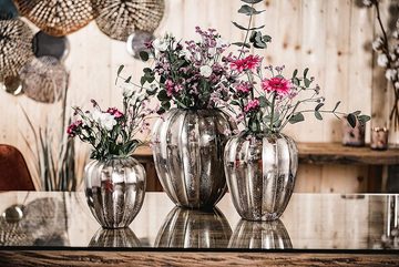 MichaelNoll Dekovase Vase Blumenvase Gefäß Pokalvase Dekovase Aluminium, Silber Deko Modern, Wohnzimmer, Küche, 28 cm