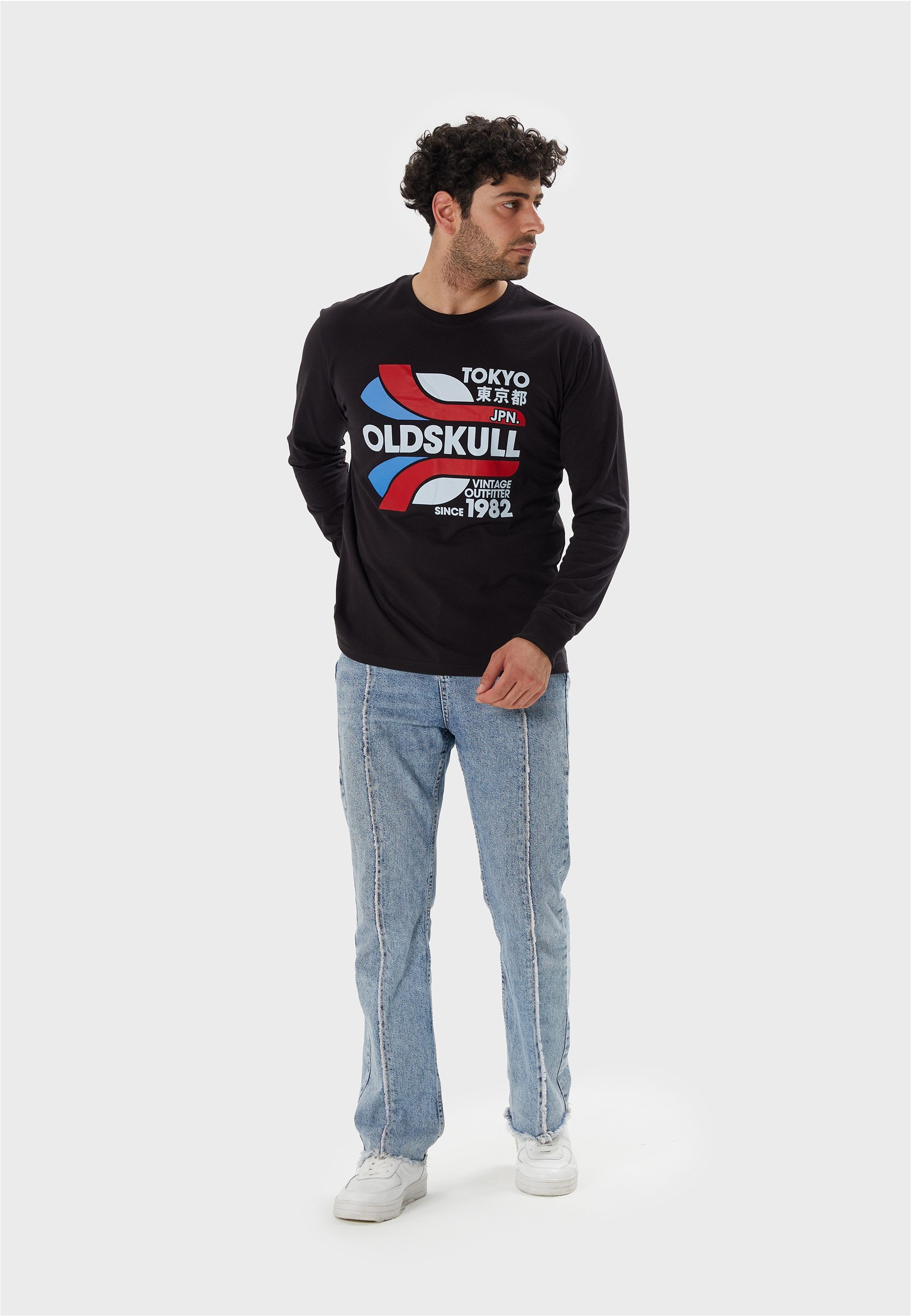 Oldskull Langarmshirt Retro Tokyopolis (1-tlg) mit angesagtem Print im Vintage-Stil