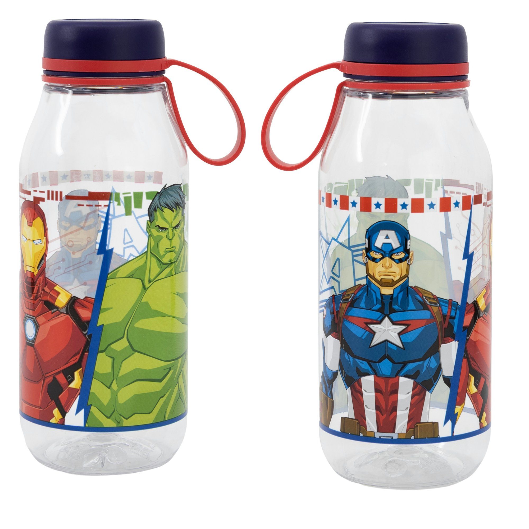 MARVEL Trinkflasche Marvel Avengers Sport Wasserflasche, Flasche 460 ml Iron Man Hulk | Kinder-Trinkflaschen