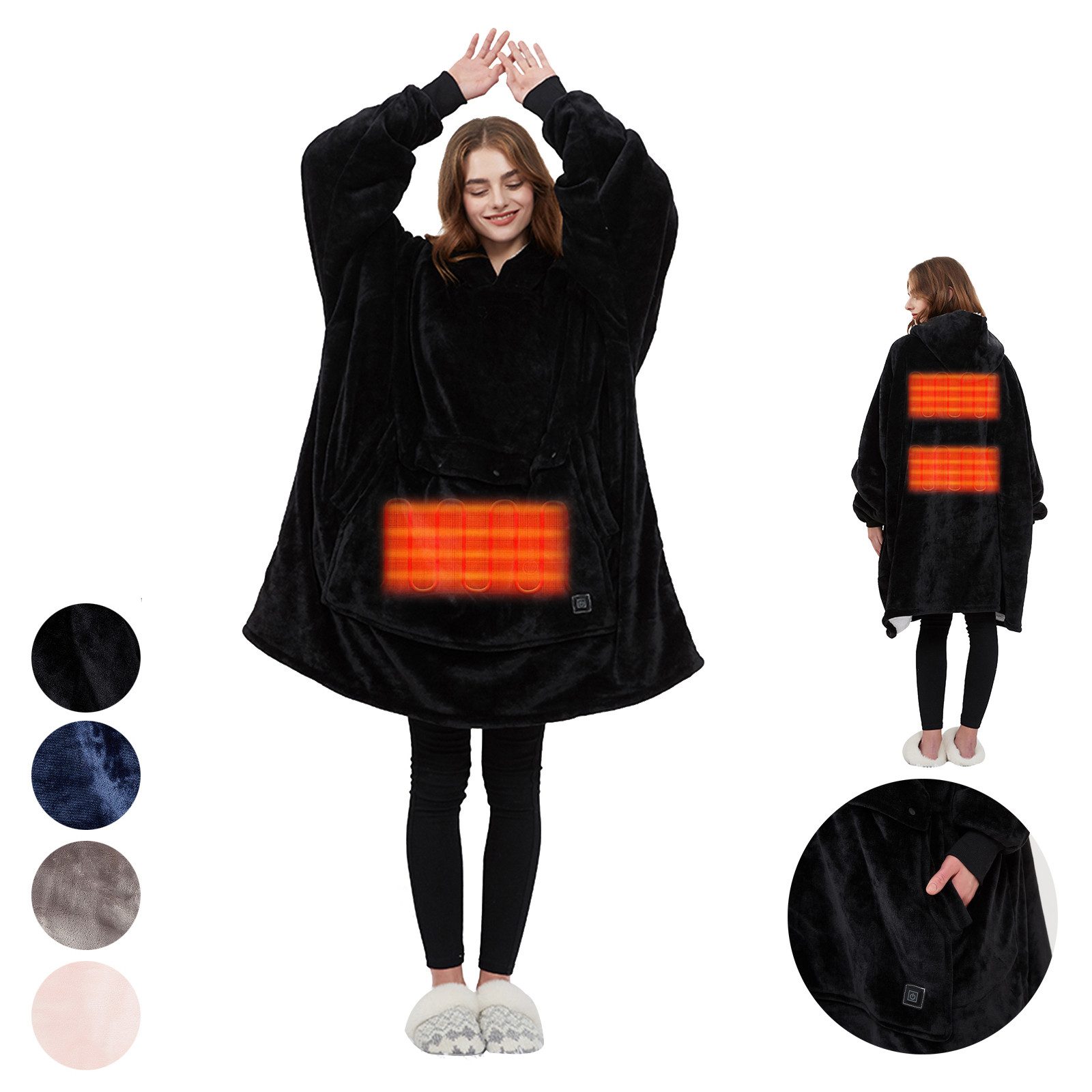 BTTO Fleeceponcho Tragbare Decke Flanell-Fleece Ärmeldecke günstig online kaufen