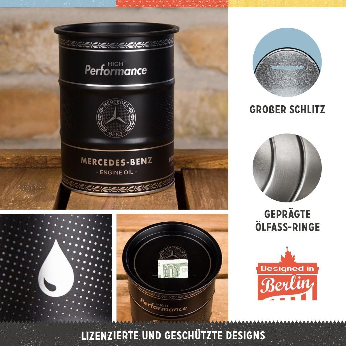 Nostalgic-Art Spardose Nostalgic-Art - Spardose Ölfass - Mercedes-Benz - Engine Oil