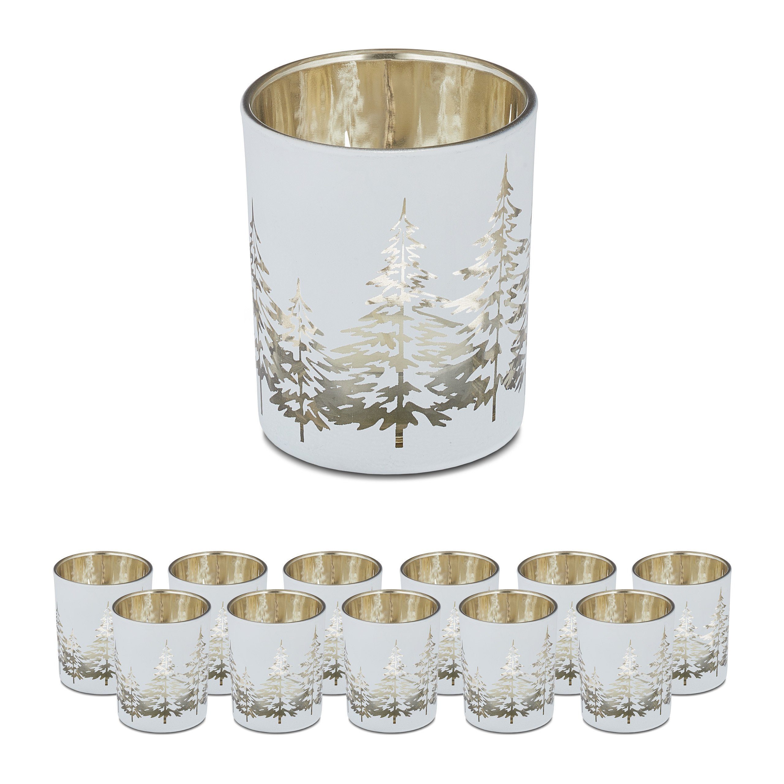 relaxdays Teelichthalter Tannenbaum 12er Set