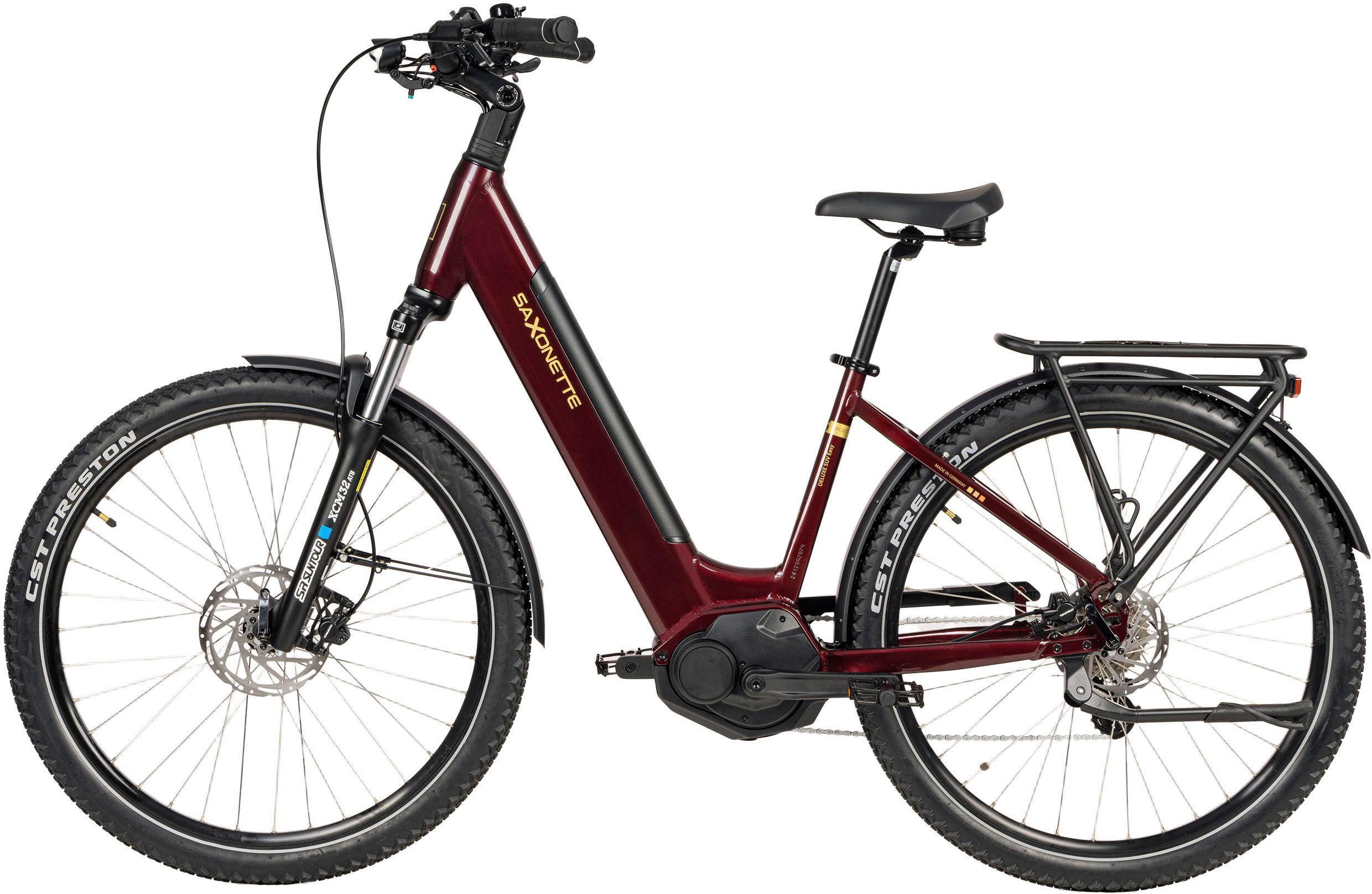 SAXONETTE E-Bike Trekkingrad SAXONETTE Trekkingrad Deluxe SUV easy (Wave), 8 Gang Shimano ALTUS-8 Gänge Schaltwerk, Kettenschaltung, Mittelmotor, 522 Wh, (Packung), (mit integr. Akku), Elektrofahrrad für Damen u. Herren