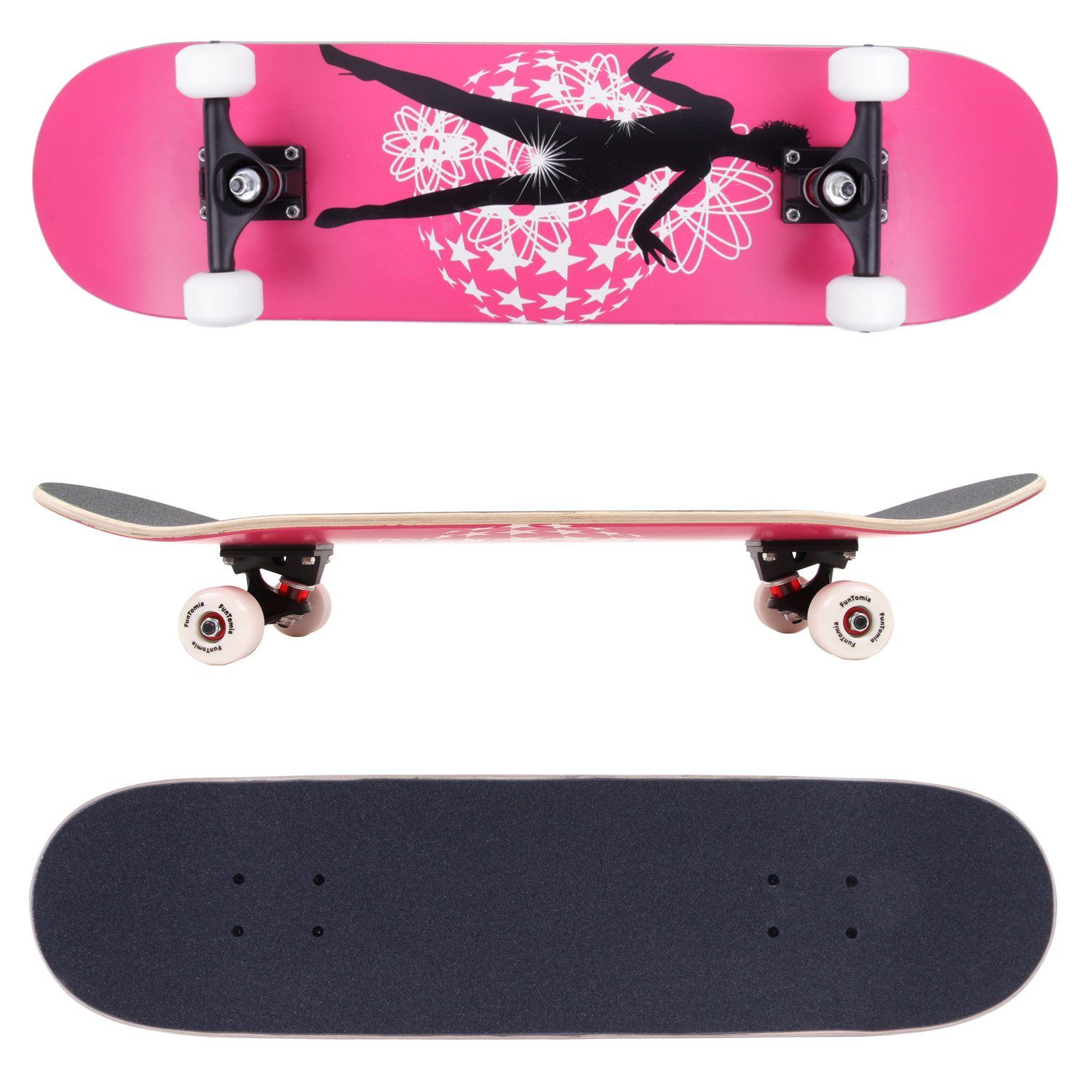 Skateboard Komplett-Board Funboard  9-Lagiges Ahornholz Board ABEC7 LED-PU E 34 