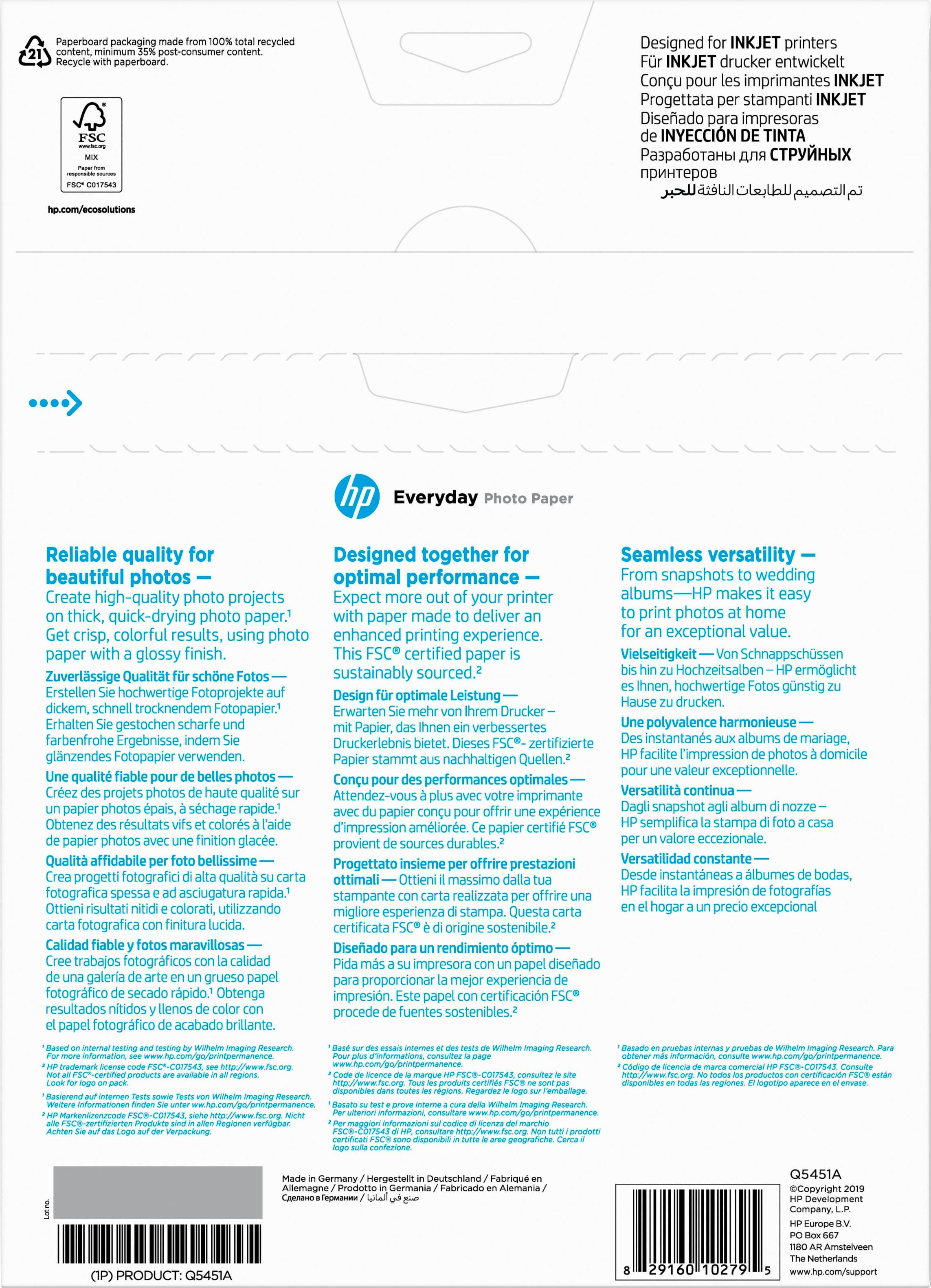 HP Fotopapier Everyday glänzend - 25 Blatt/A4/210 x 297