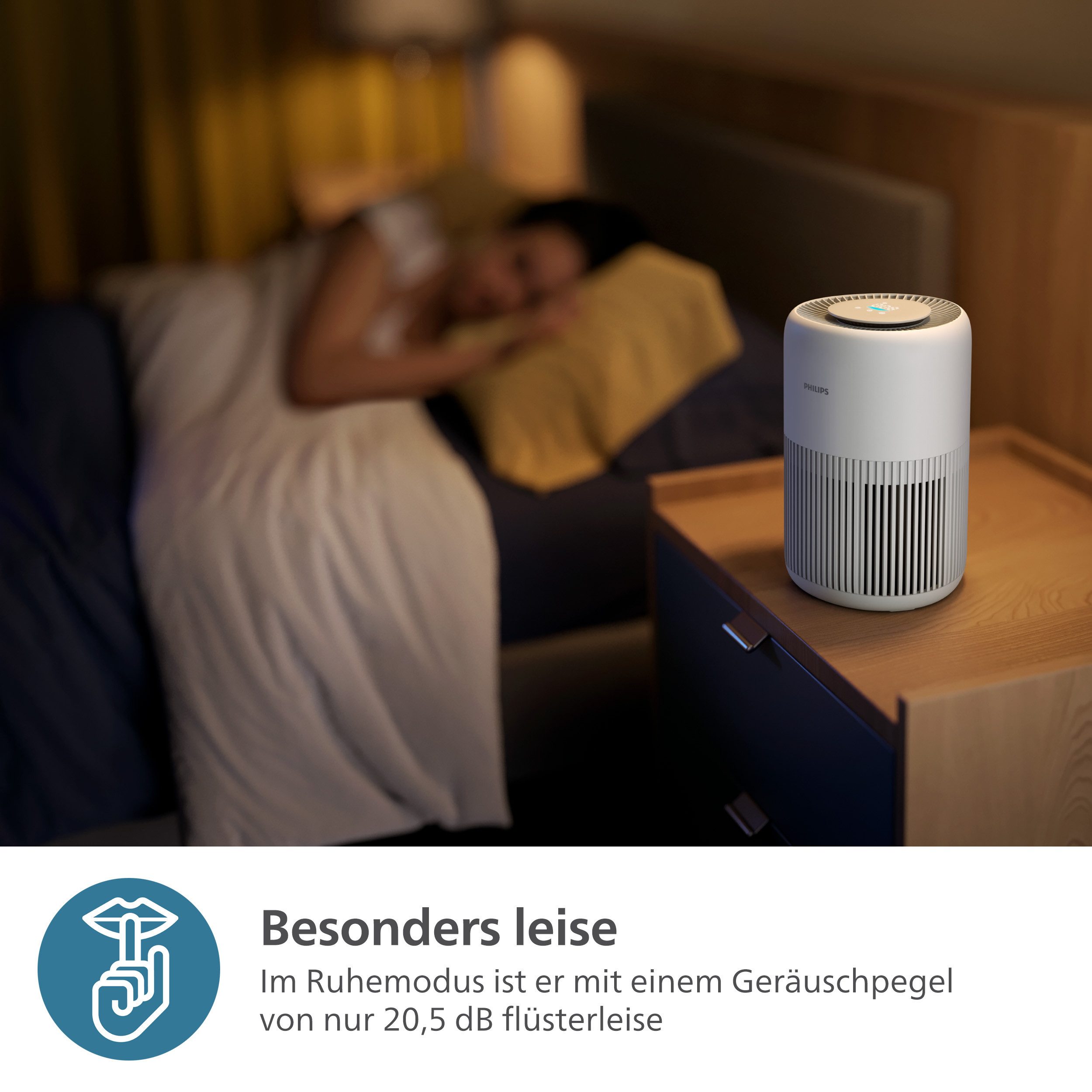 Philips Luftreiniger PureProtect Mini 900 Series, Luftreinigungsrate 250 m³/h, für 65 m² Räume, 2-Schichten-HEPA-Filtersystem, leise, AC0920/10 – Bild 4 von 5
