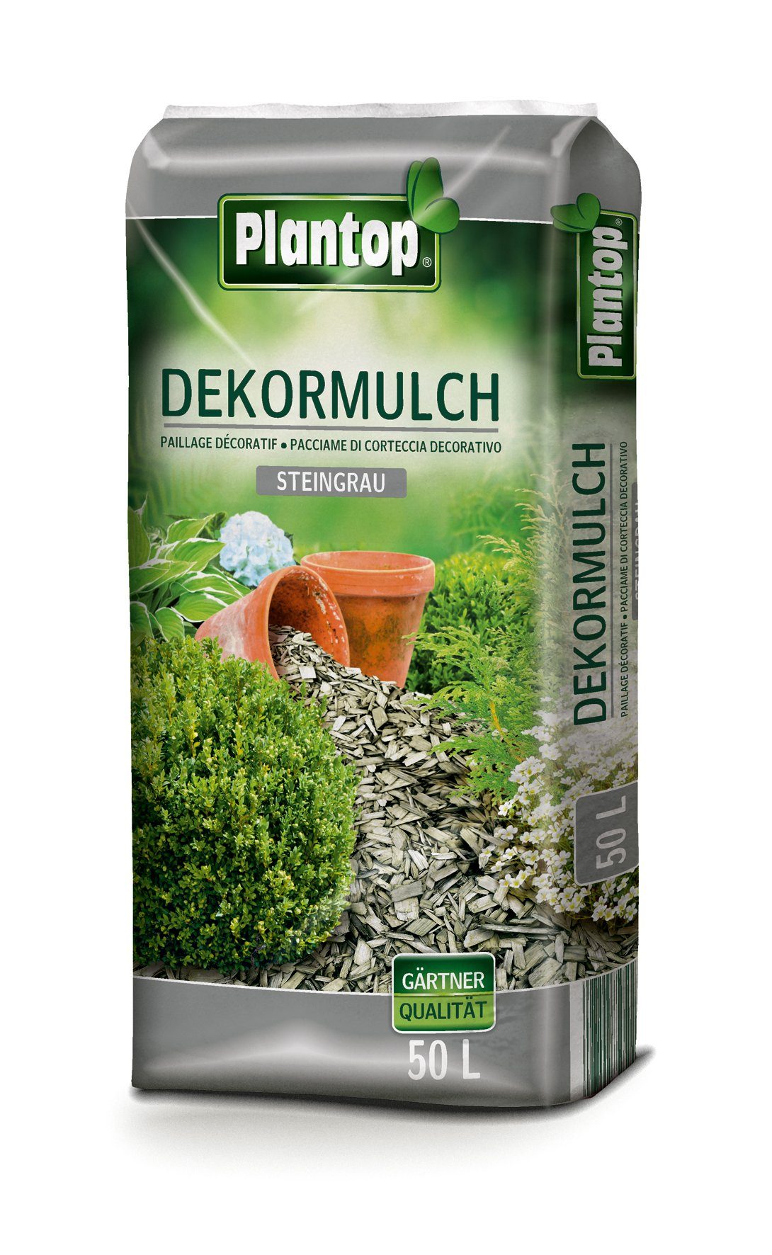 Plantop Blumenerde PLANTOP Dekormulch steingrau, 50 Ltr