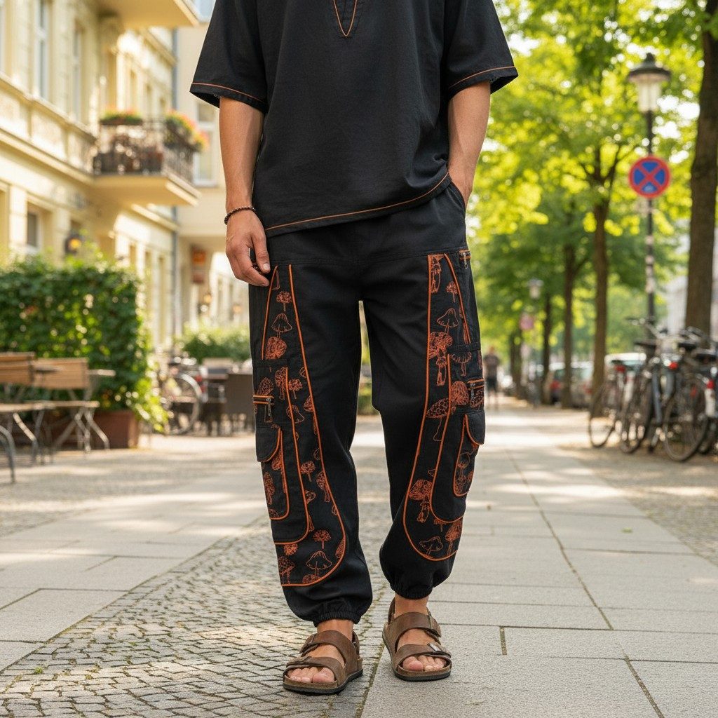 Guru-Shop Relaxhose Goahose, Herren Yoga Hose, bequeme Freizeithose.. Festival, Hippie, Ethno Style, alternative Bekleidung
