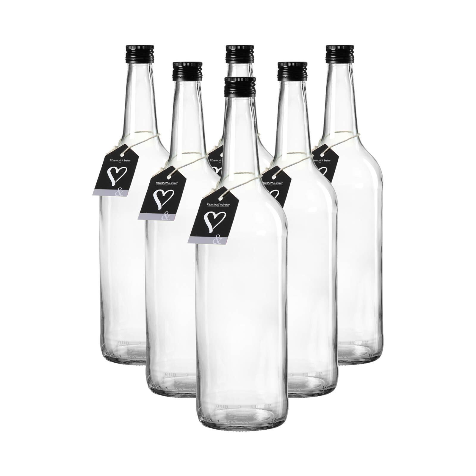 Ritzenhoff & Breker Vorratsglas Mara Flaschen 1 l 6er Set, Glas, (6-tlg)