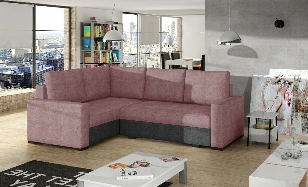 JVmoebel Ecksofa Ecksofa L Form Sofa Couch Polster Ecksofas Wohnlandschaft, Made in Europe Rosa/Grau