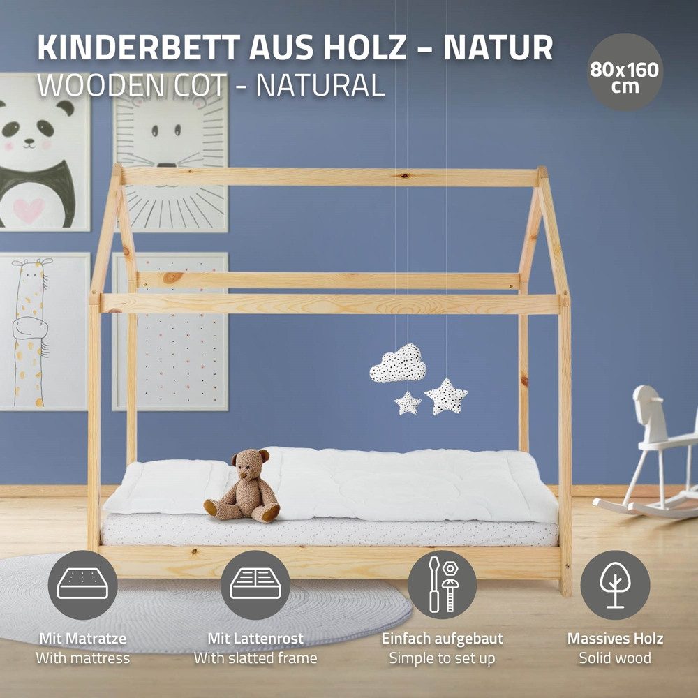 ML-DESIGN Spielbett Hausbett Kinderbett inkl. Lattenrost günstig online kaufen