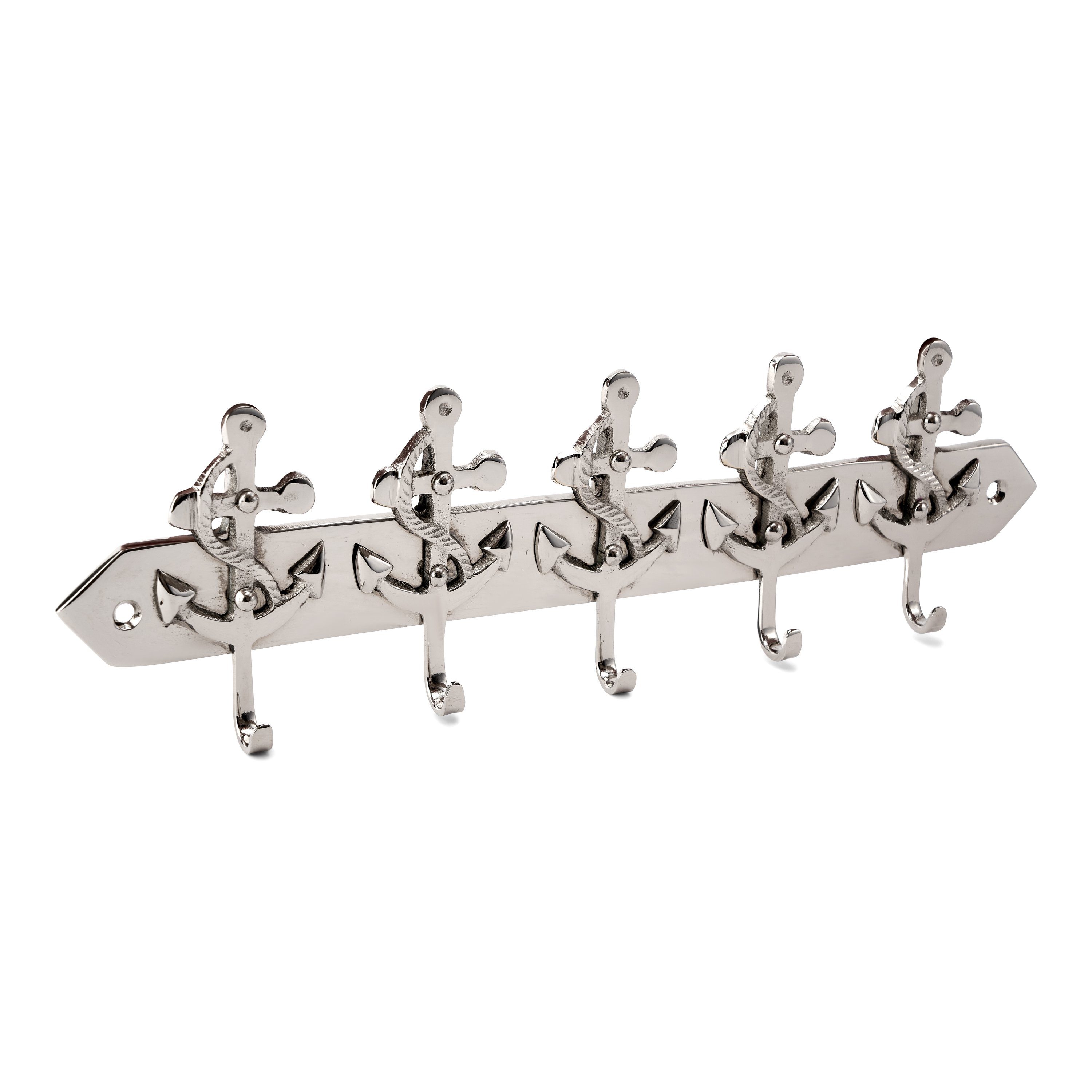 NKlaus Dekofigur Schlüsselhaken Anker 5-fach aus Messing silber 25 x 7 cm Maritim Schlü, Made in Germany | Dekofiguren