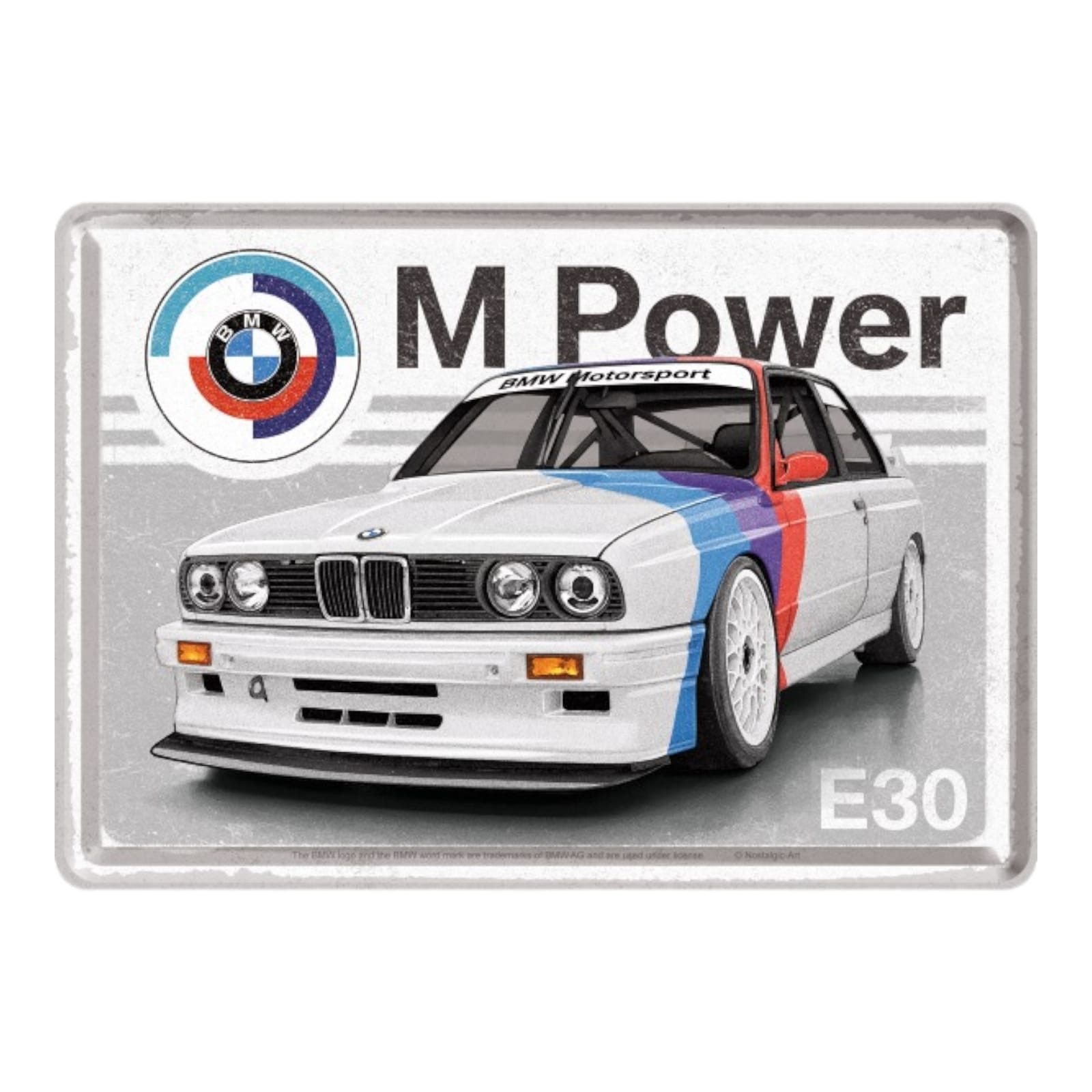 Nostalgic-Art Metallschild Nostalgic-Art - Blechpostkarte - BMW Motorsport - M Power E30