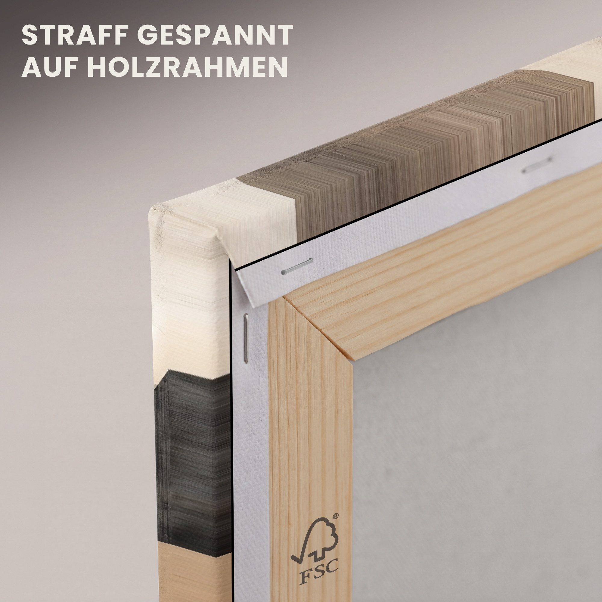 OneMillionCanvasses® Leinwandbild Abstrakt - Formen - Modern - Beige, Fotodruck (1 St), Leinwand Bilder Klein, Wand Dekoration Aesthetic 30x20 cm – Bild 5 von 5