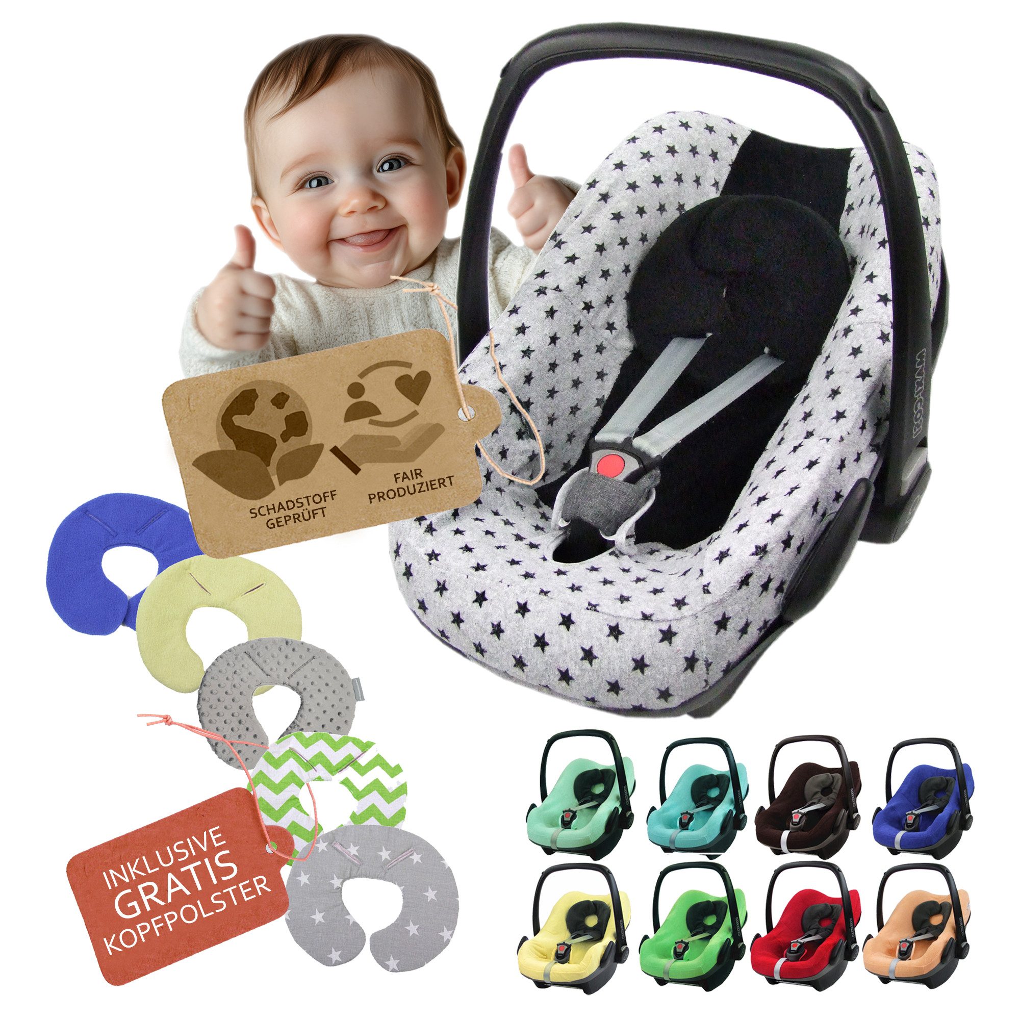 Babyschale Sommerbezug Bezug aus Frottee kompatibel mit Maxi Cosi Pebble + KP