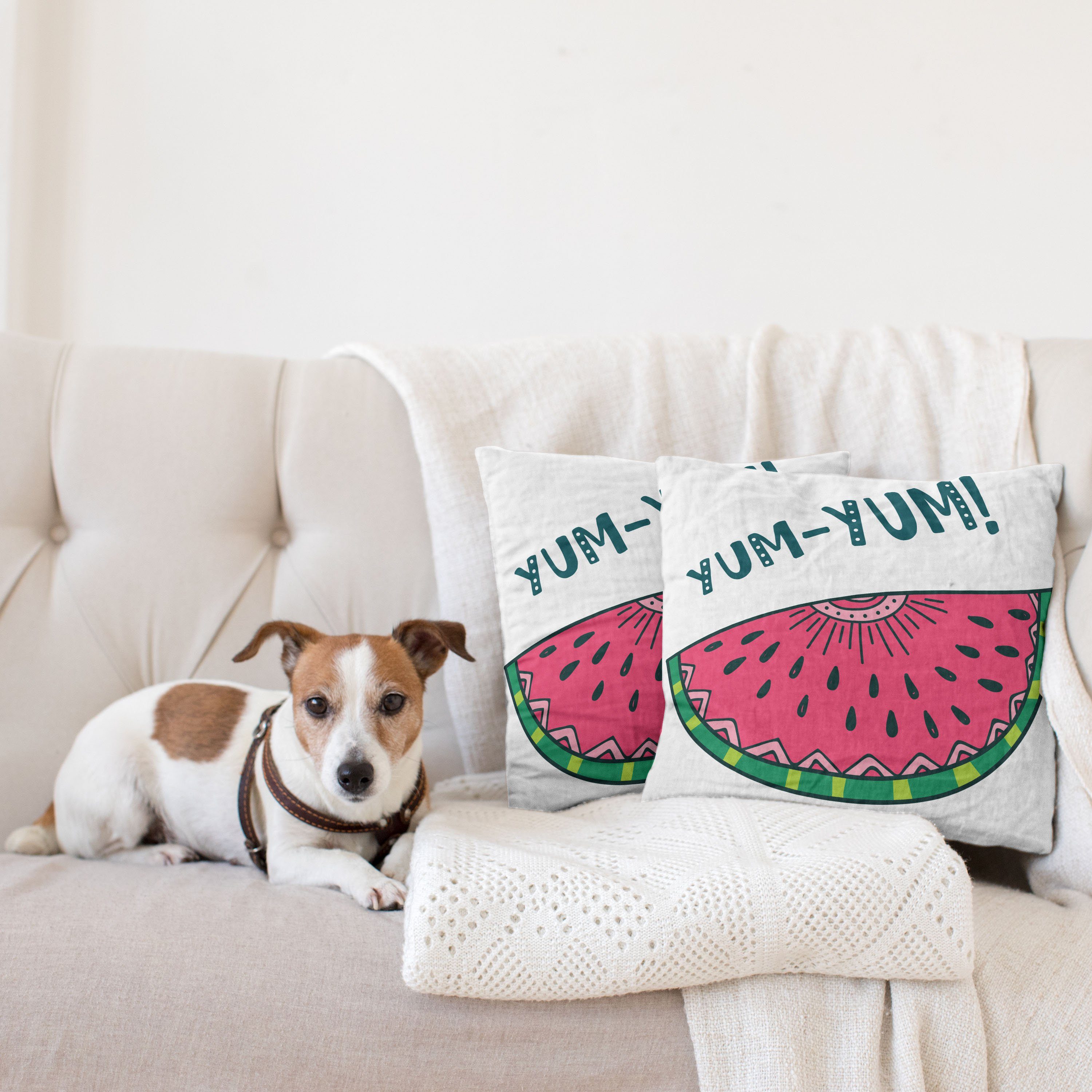 Yum Stück), Wassermelone-Scheibe Accent Abakuhaus Doppelseitiger Kissenbezüge Schmackhafte Yum Yum Modern (2 Digitaldruck,