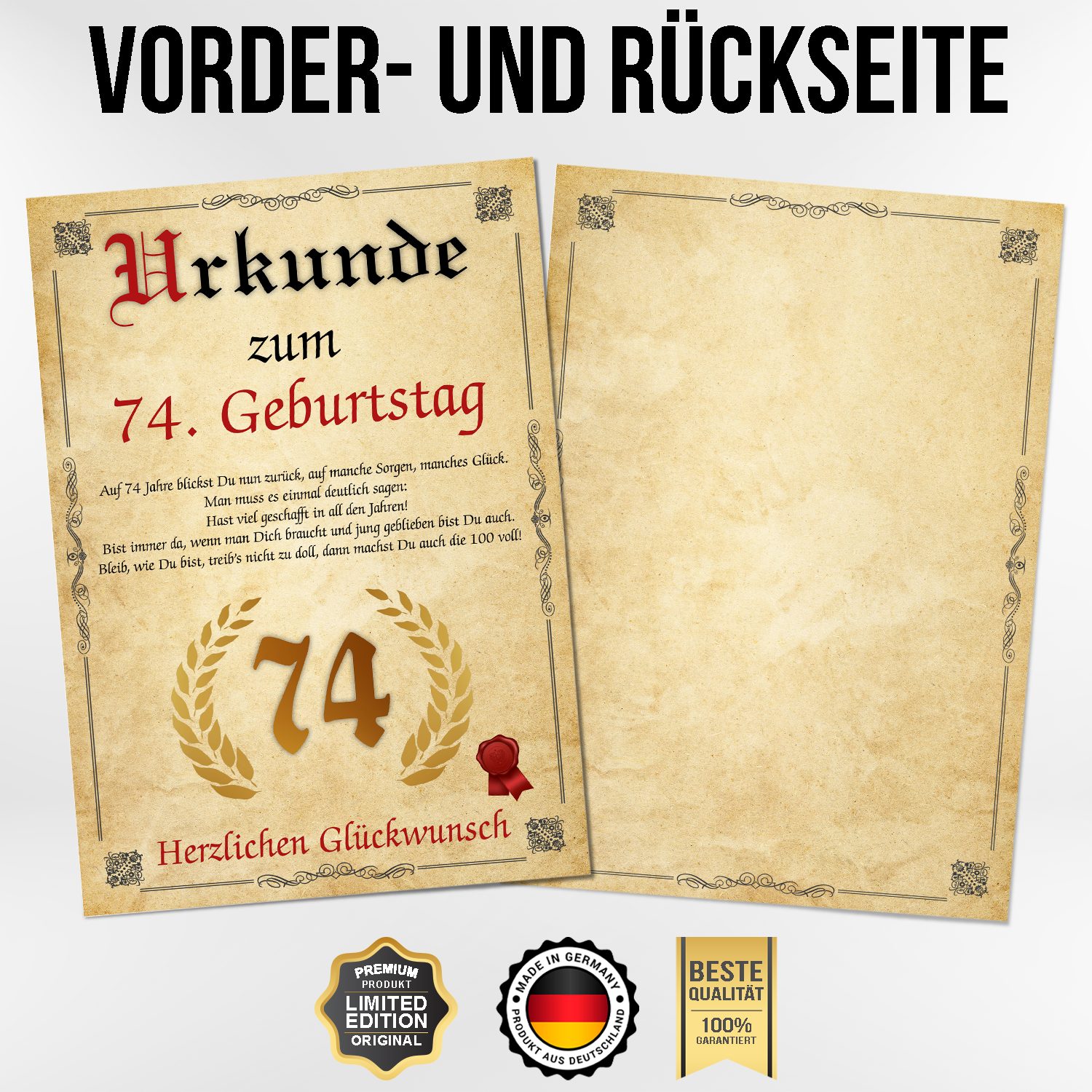Tigerlino Poster Urkunde zum Geburtstag Mann günstig online kaufen