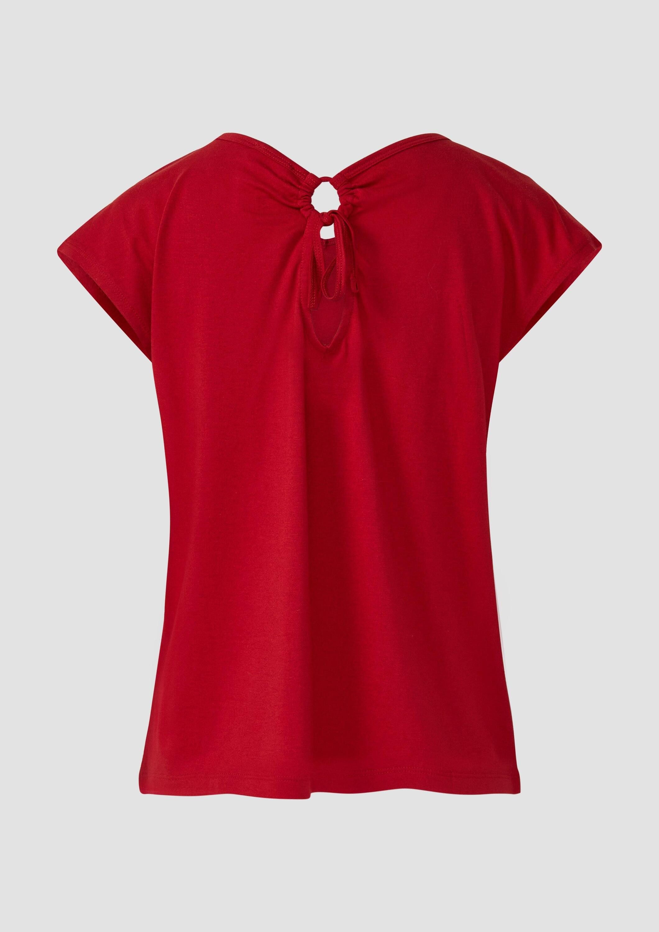 s.Oliver Kurzarmshirt T-Shirt T-Shirt mit weitem Ausschnitt, Cut-out und Schleife