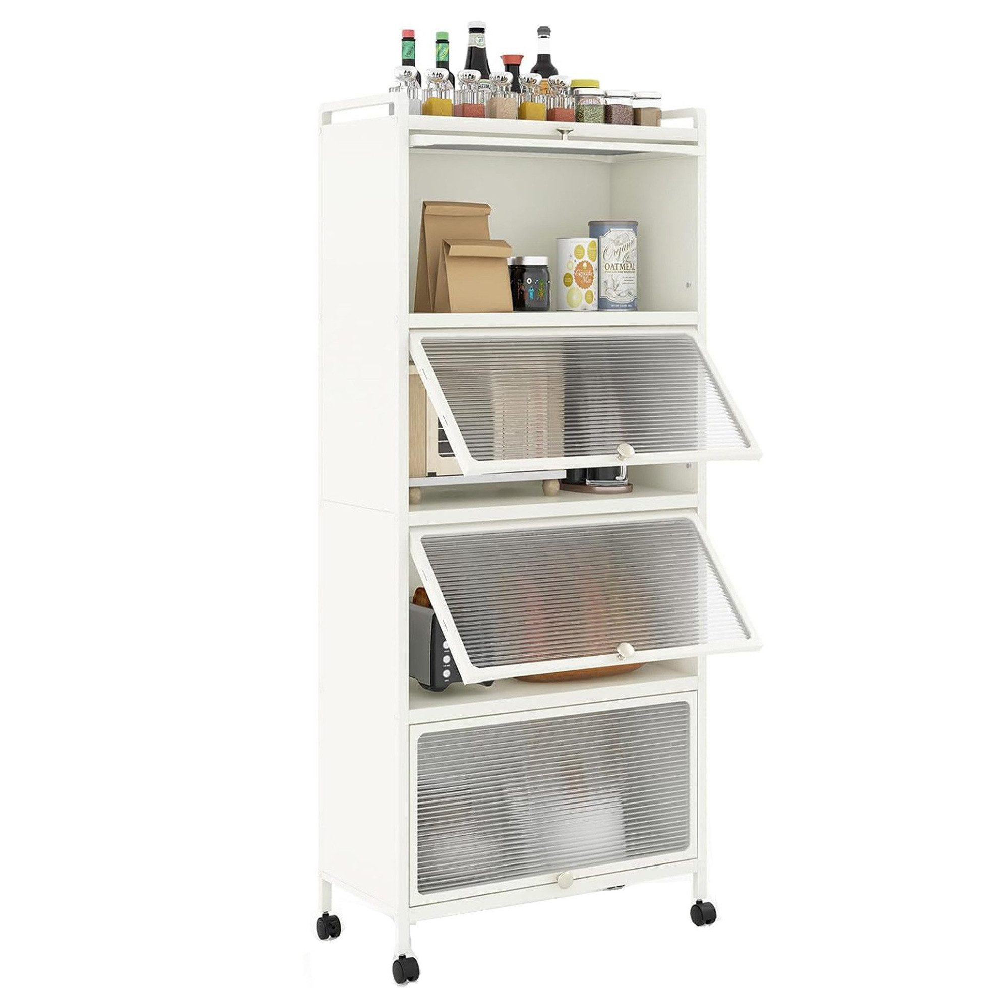 KOMFOTTEU Küchenregal auf Rollen, Küchenschrank Aufbewahrungsregal, mit 5 E günstig online kaufen