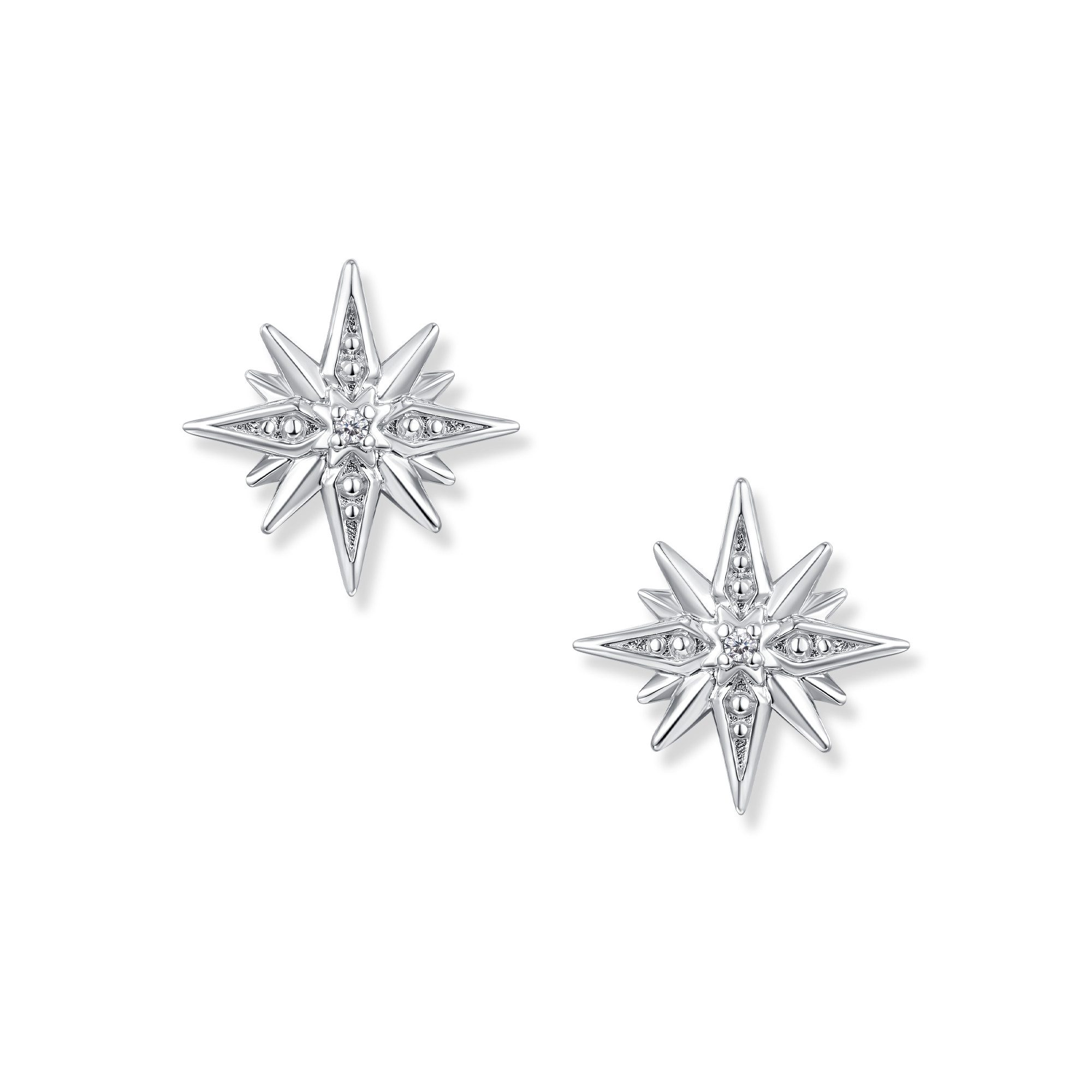 Seinerzeit FLORA & FAUNA Paar Ohrstecker Astra Silver Stern Ohrringe, Schmuck aus 925 Sterling Silber (Von der Magie der Träume und der Fantasie inspirierter Ohrschmuck für Damen mit liebevoll gestaltetem, märchenhaftem Motiv – ein besonderer Begleiter im Alltag und zu besonderen Anlässen, inkl. Geschenkverpackung für Frauen ob Freundin, Mutter, Ehefrau, Oma), rhodiniert und Zirkonia-Steinen