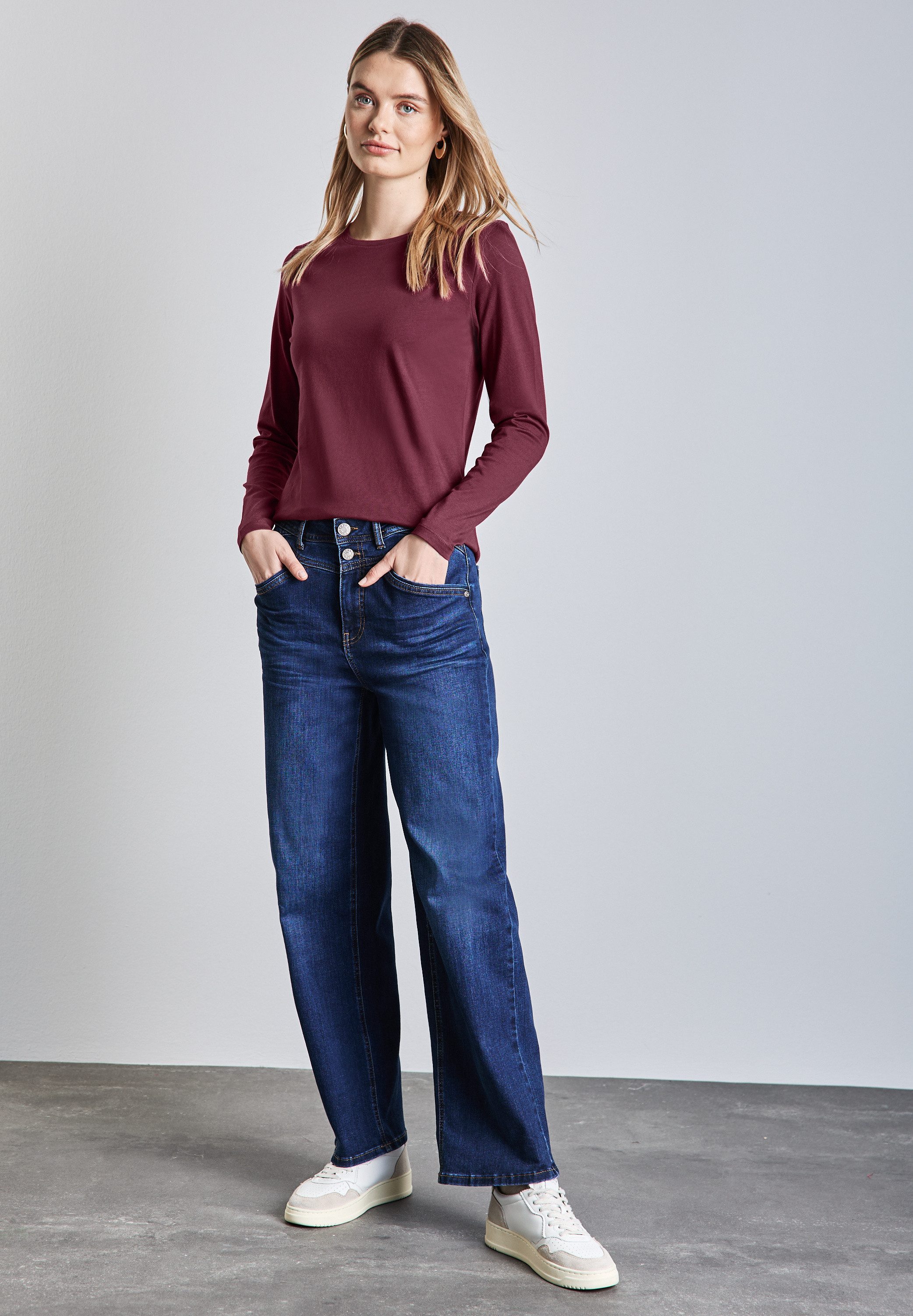 STREET ONE Langarmshirt aus reiner Baumwolle