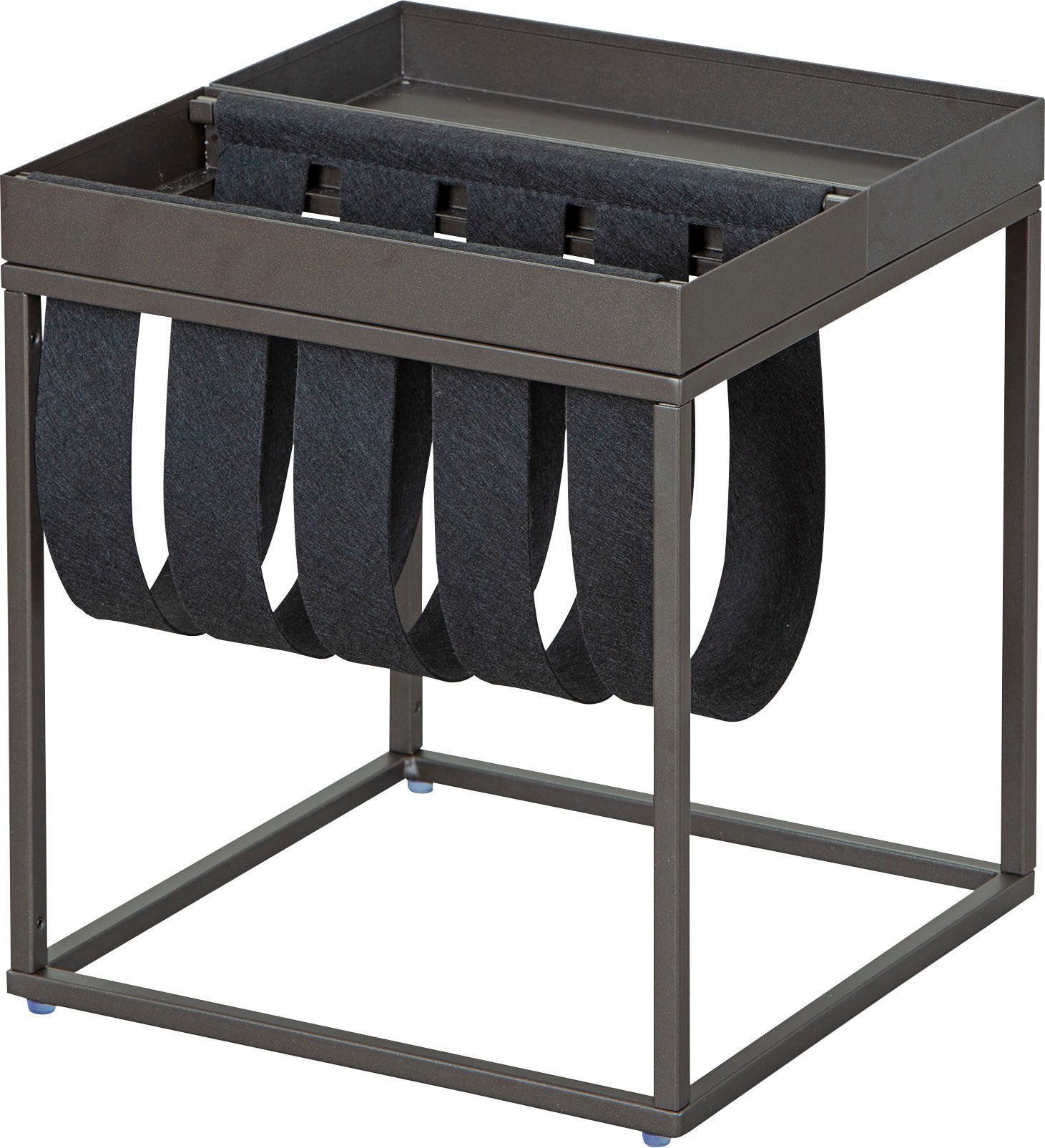 Inter Link Beistelltisch Club NY, Magazinenständer, Metall & Filz, modernes Design, Ablagetisch, Wohnzimmertisch mit praktischem Ablagefach, BxTxH: 35 x 35 x 40 cm