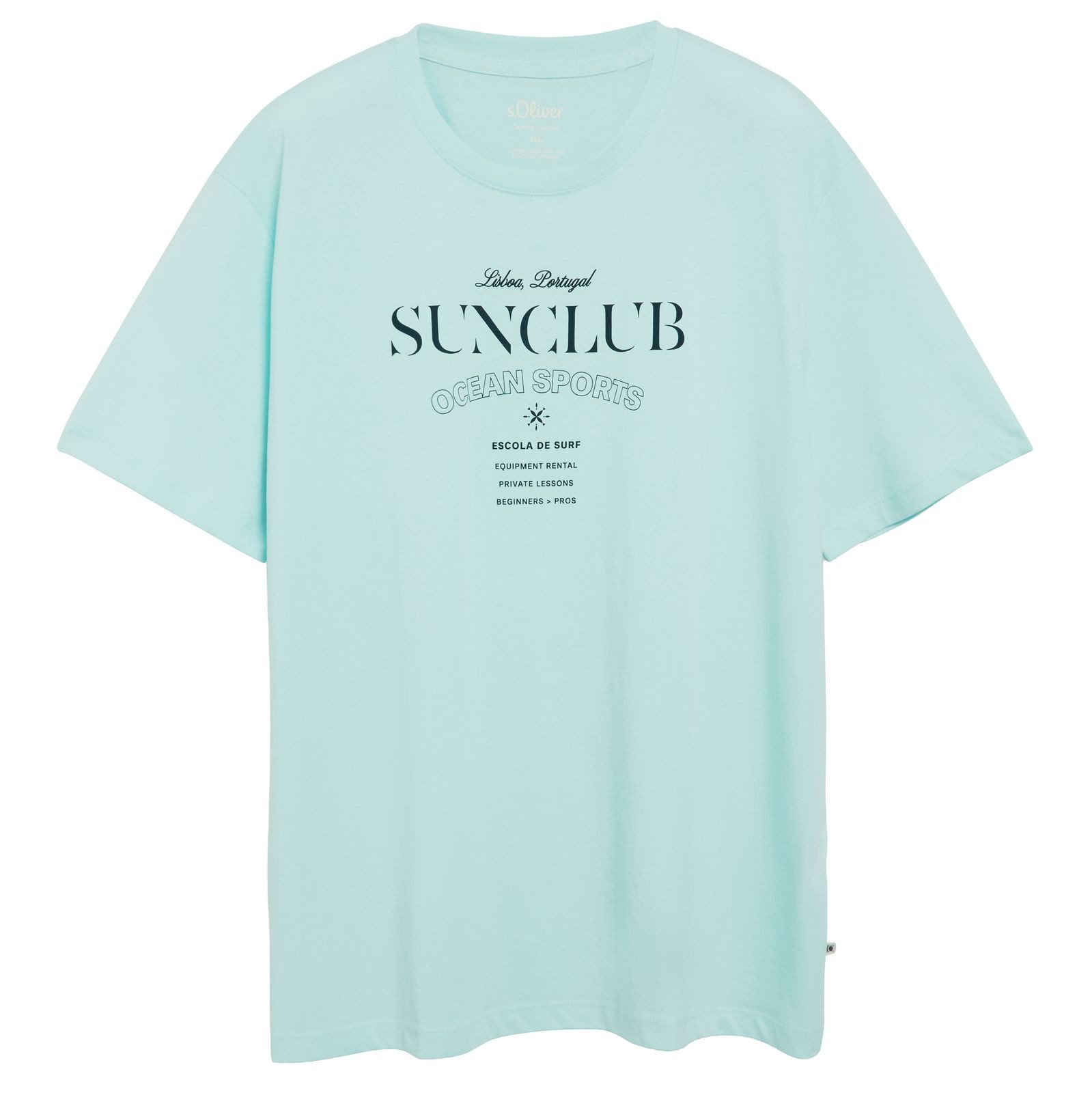 s.Oliver Rundhalsshirt s.Oliver Übergrößen T-Shirt mint Frontprint Sunclub