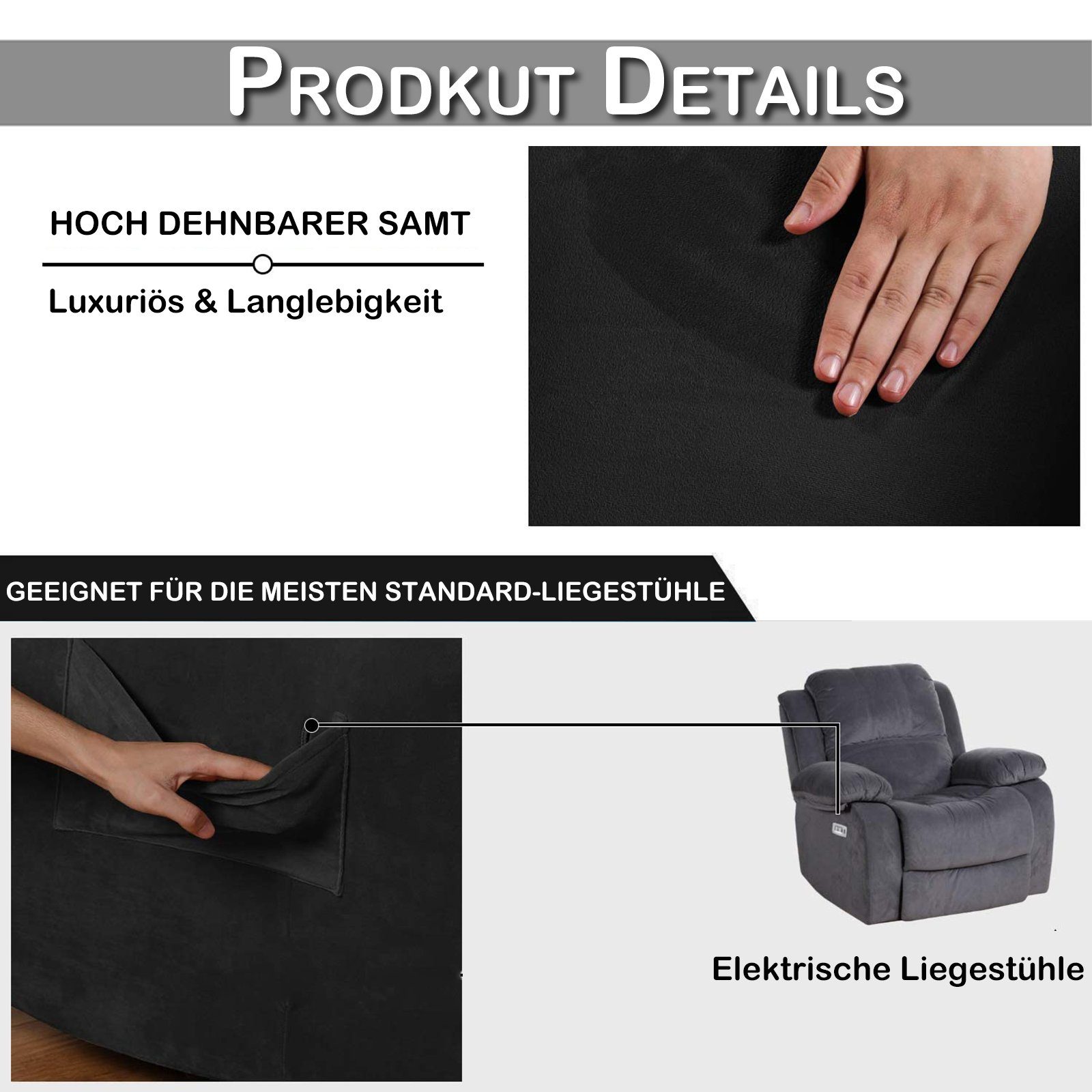 Qelus Sesselhusse Sesselschoner für Fernsehsessel,Samt Strecken Relaxsessel günstig online kaufen