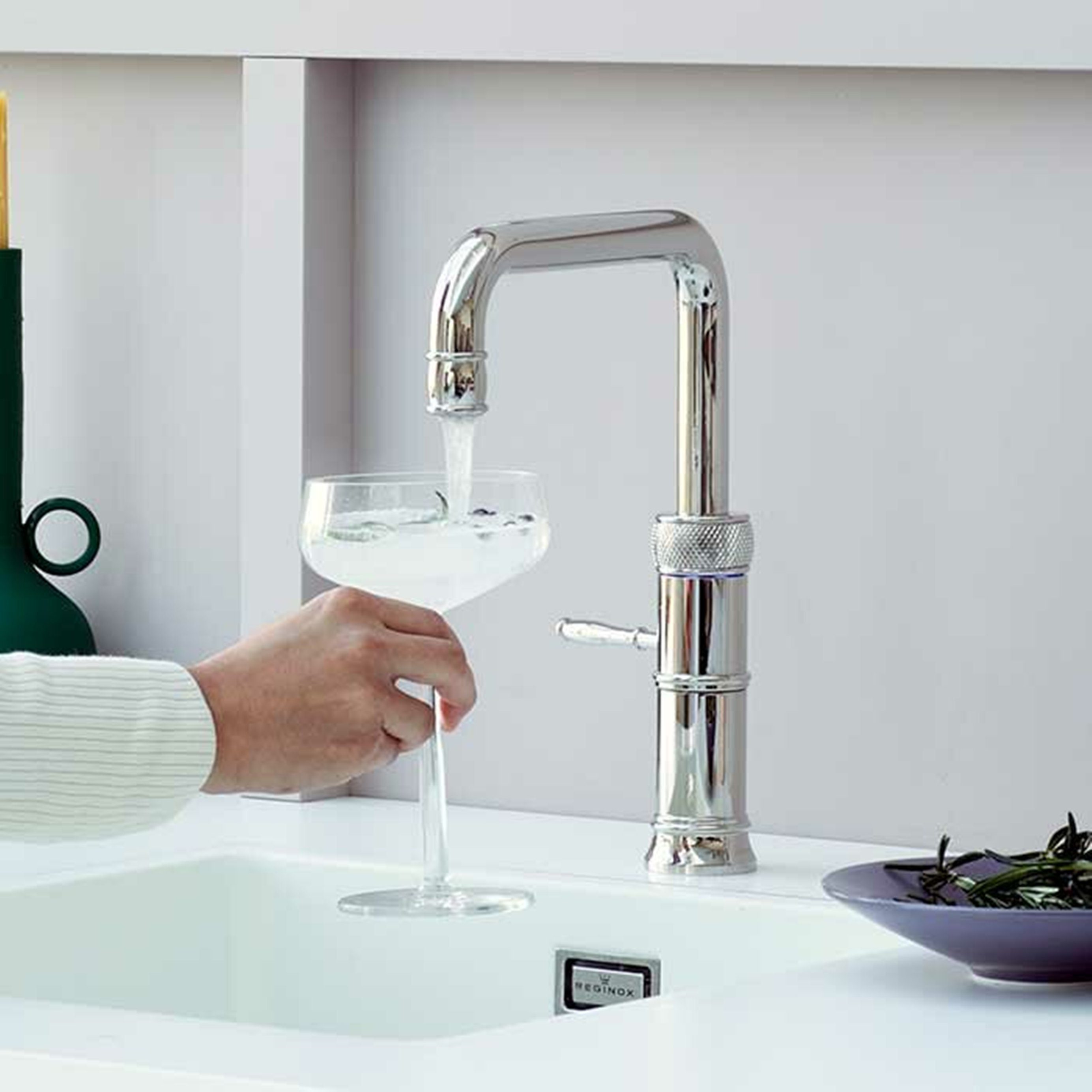QUOOKER COMBI+ mit 100°C B Trinkwassersystem Kochendwasserhahn (22+CFSPTNCUBE) FUSION mit SQUARE 2 CUBE CLASSIC Küchenarmatur QUOOKER (2-St)