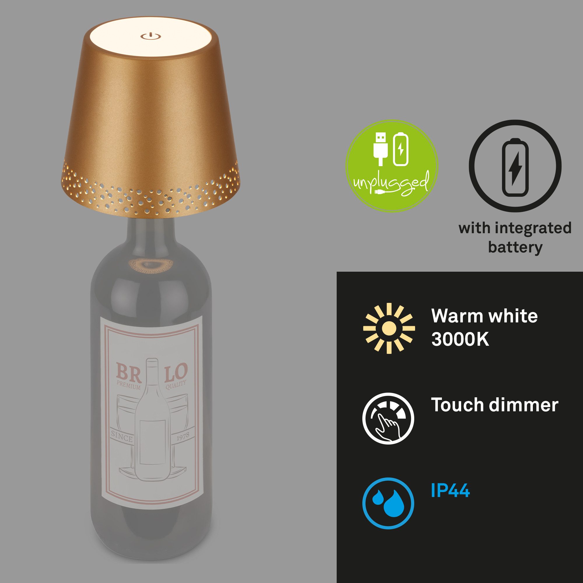 Briloner Leuchten Tischleuchte LED Tischlampe Extra-Warmweiß Dimmfunktion, LED fest integriert, 2700K - Extra - Warmweiß