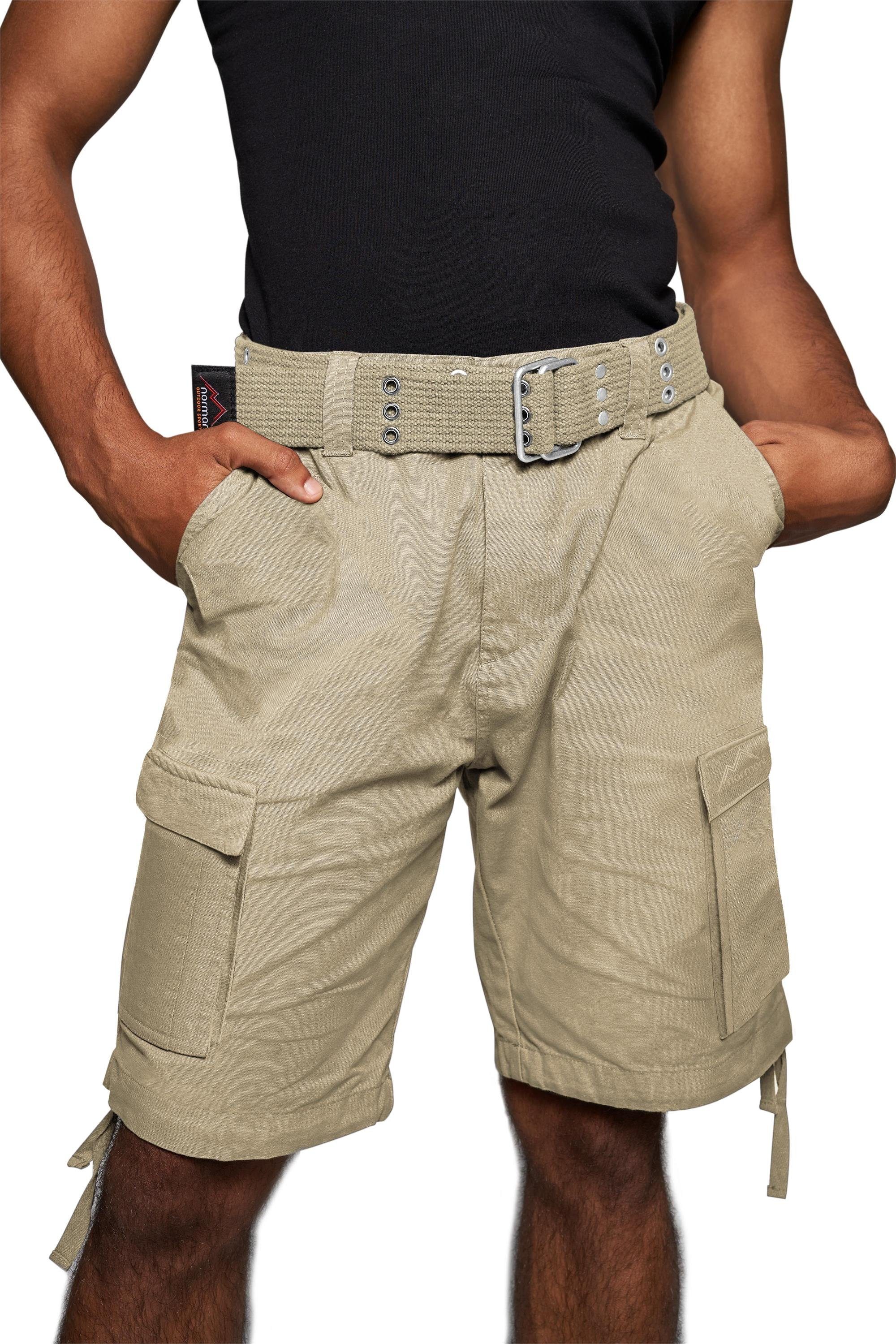 kurze „Wadi“ Khaki Bio-Baumwolle nachhaltige 100% „Kalahari“ Sommer-Shorts Bermudas Sommerhose Gürtel Freizeithose - Vintage-Shorts normani mit