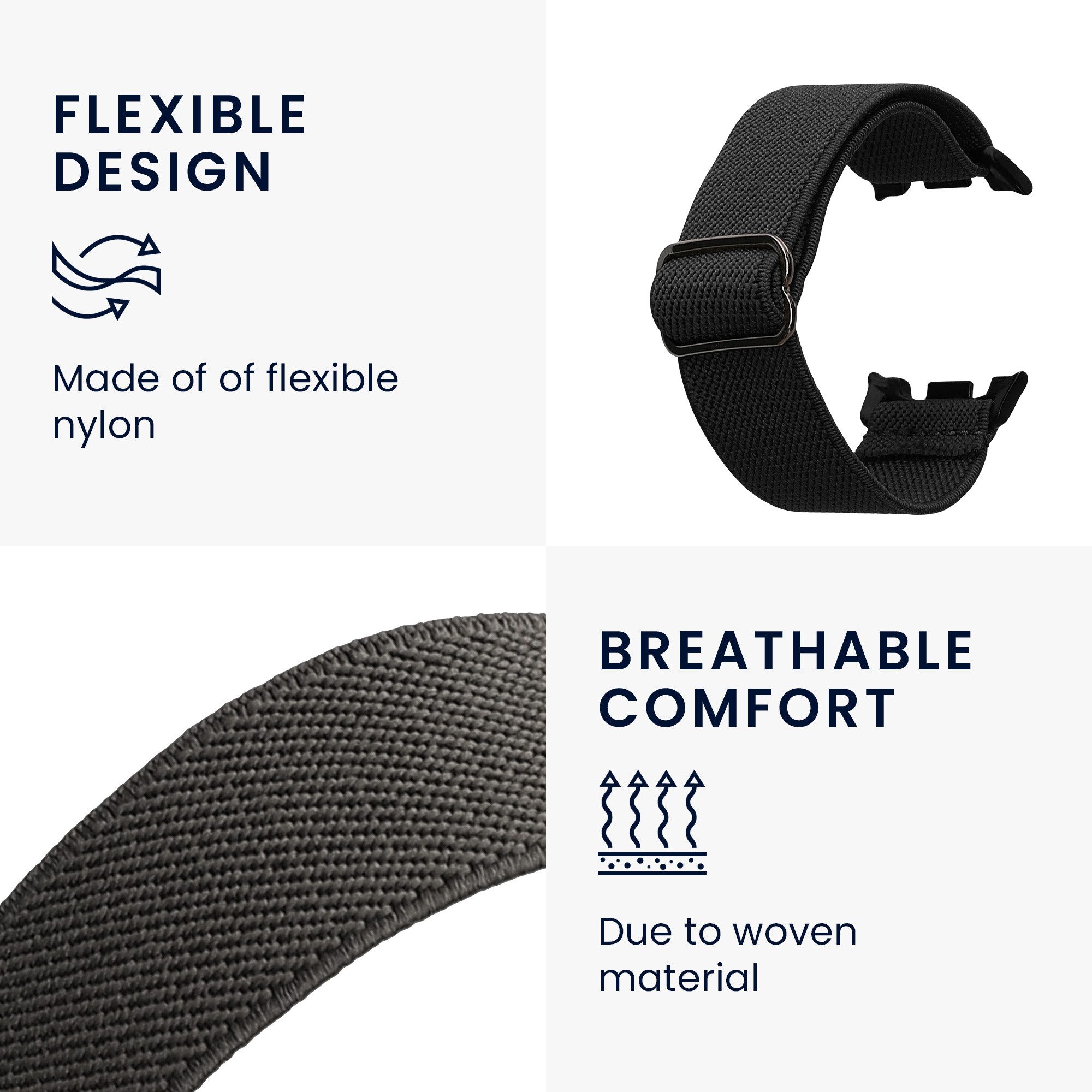 kwmobile Smartwatch-Armband 2x Uhrenarmband für Samsung Galaxy Watch 8 Galaxy / Galaxy Watch 8, Fitnesstracker Band Set aus Nylon - Ersatzarmband Smartwatch