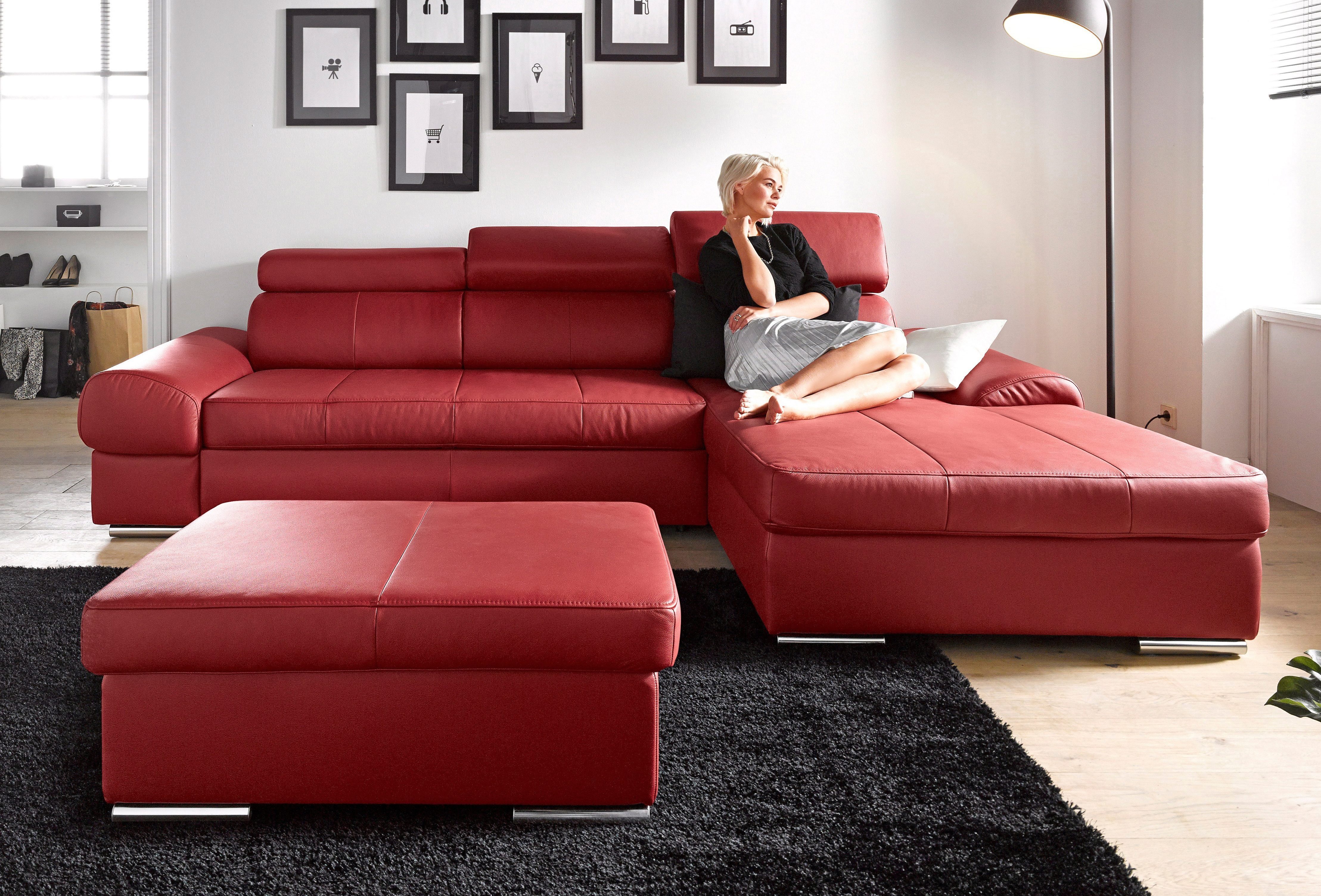 sit&more Ecksofa Broadway L-Form, mit verstellbaren Kopfteilen, wahlweise mit Bettfunktion