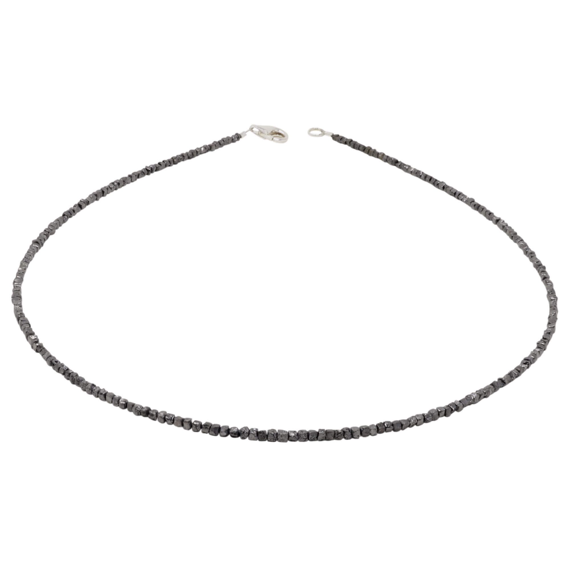 Schmuck Krone Collier Halskette aus Rohdiamanten grau-anthrazit, Silber 925