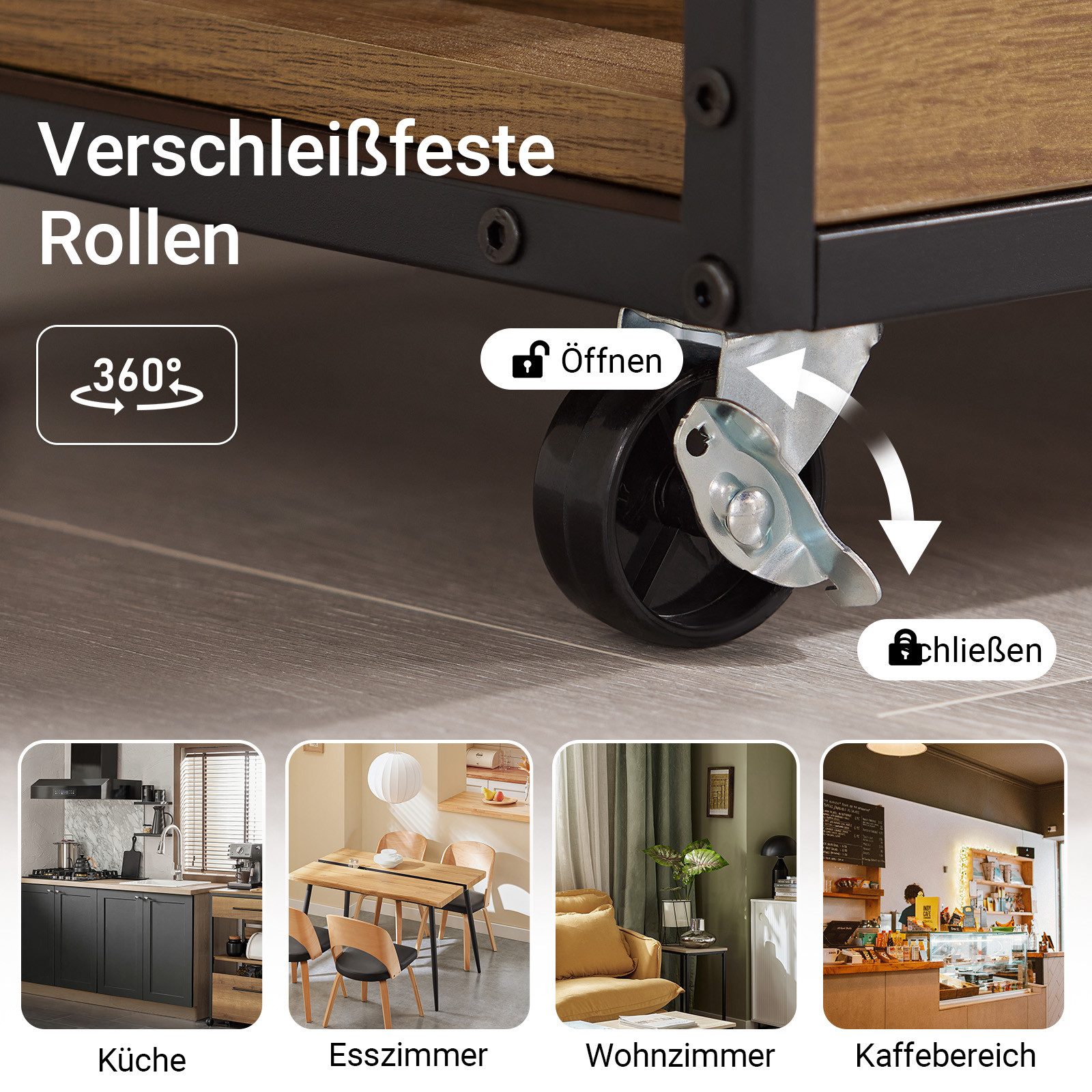 SoBuy Küchenwagen FKW45, Küchenwagen auf Rollen, Kücheninsel, Küchenregal, Servierwagen mit Flaschenablagen Weinschrank Rollwagen Küche Esszimmer – Bild 5 von 5