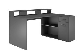 Newroom Schreibtisch Pinto, Schreibtisch mit Ablage Anthrazit matt Modern Gaming Gamingtisch
