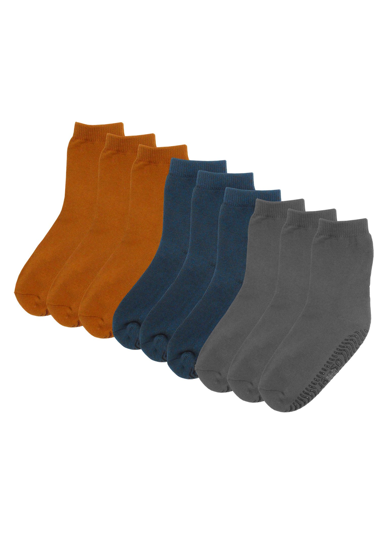 Mejale Socken Babysocken Jungen Mädchen Kurzsocken Anti Rutsch 9 Paar Baumwolle (Set, 9-Paar, 9 Paar) Wellenförmige Anti-Rutsch-Noppen
